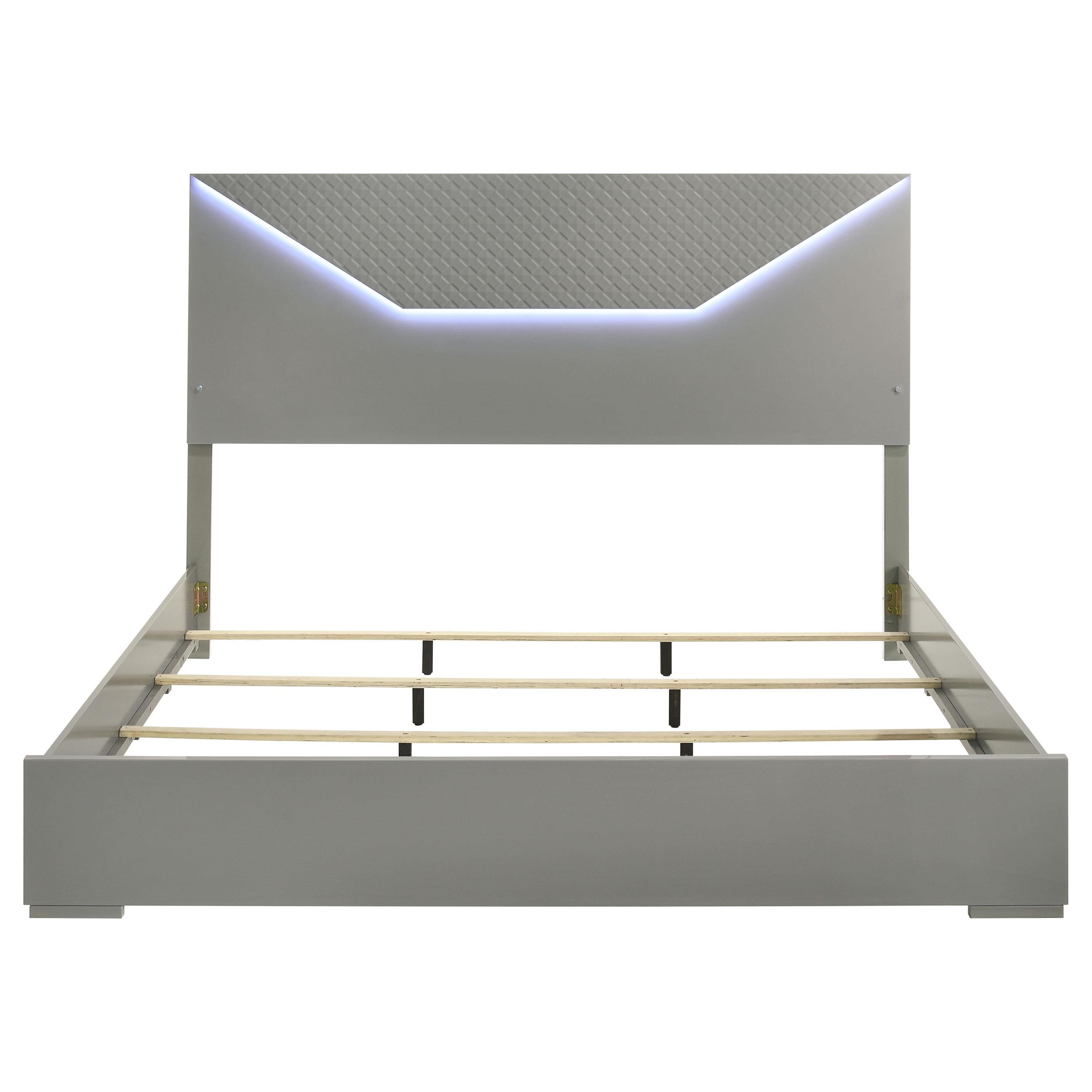Coaster Furniture Ives 224971KE Eastern King Panel Bed LED Headboard - Grey High Gloss IMAGE 3