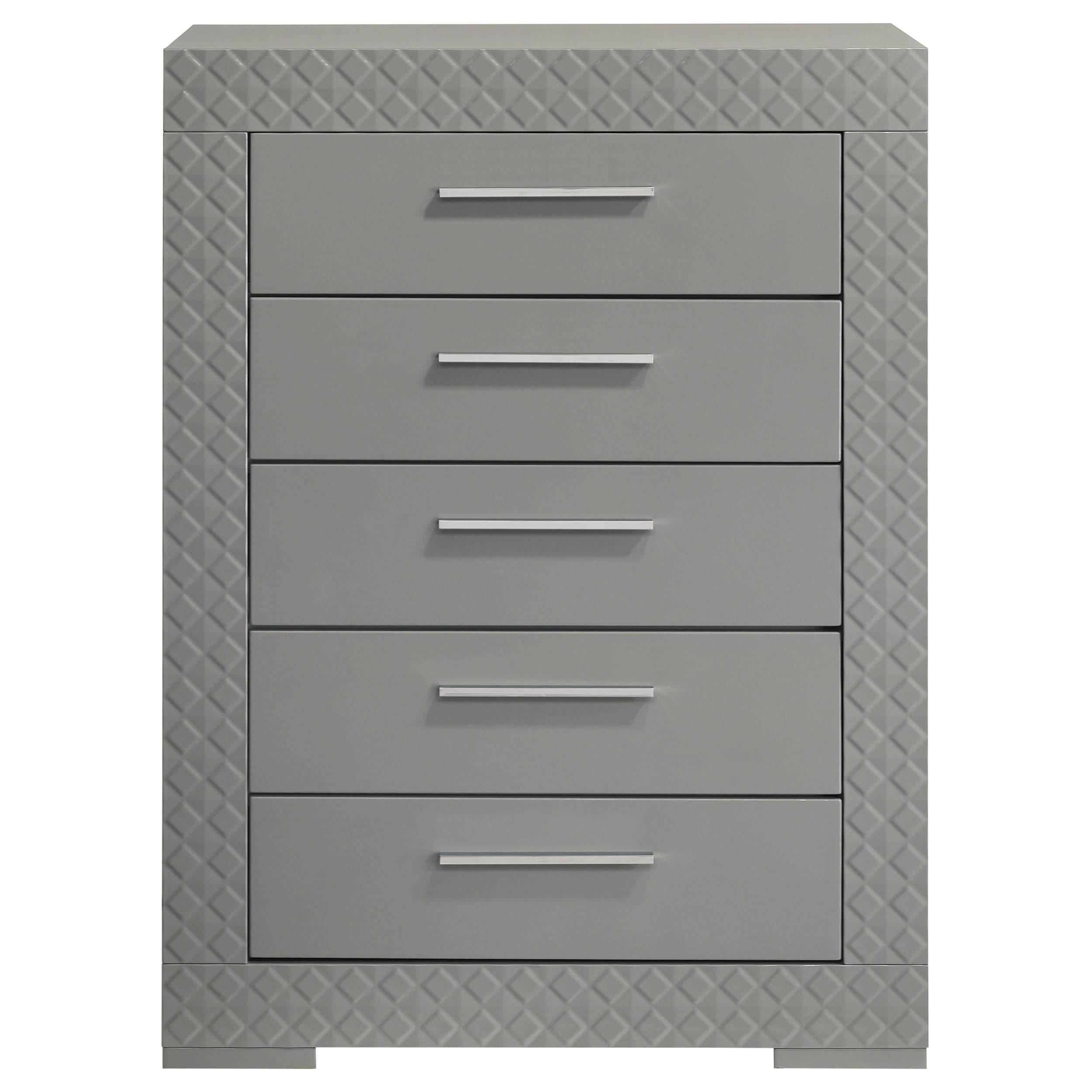 Coaster Furniture Ives 224975 5-Drawer Bedroom Chest of Drawers - Grey High Gloss IMAGE 2