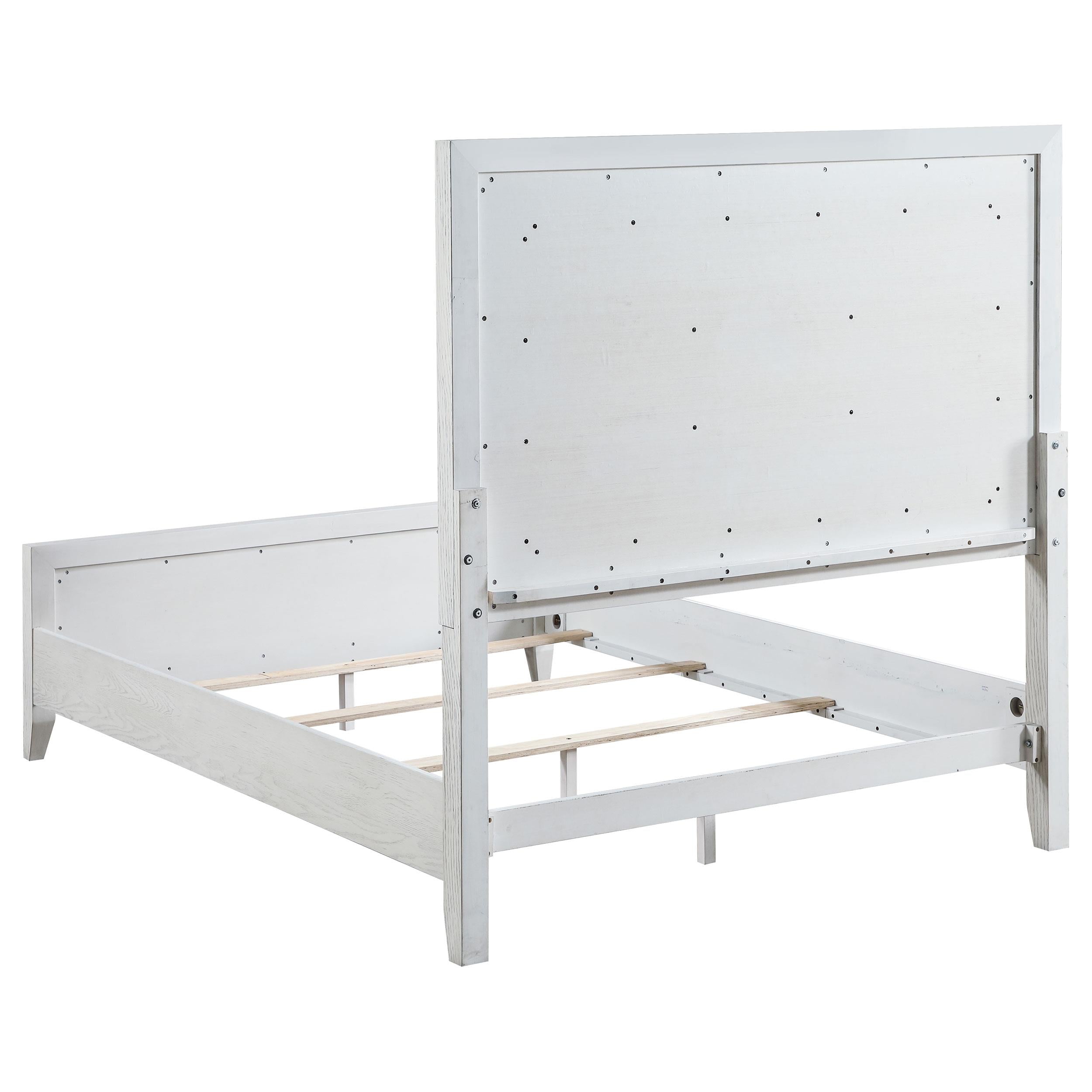 Coaster Furniture Marielle 224841Q Queen Upholstered Panel Bed - Distressed White IMAGE 3
