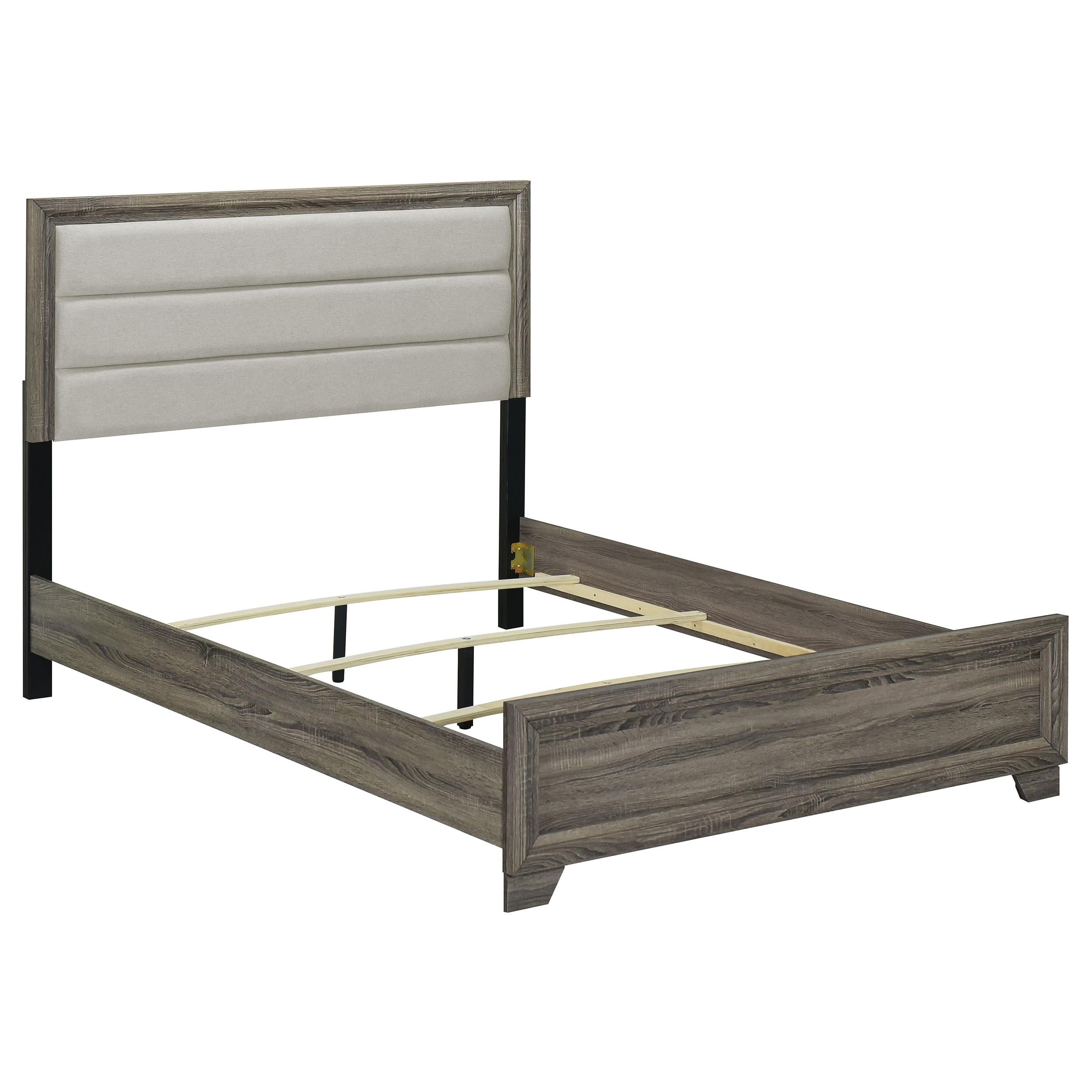 Coaster Furniture Wright 223341KE 52-inch Upholstered Eastern King Bed - Brown Oak IMAGE 1