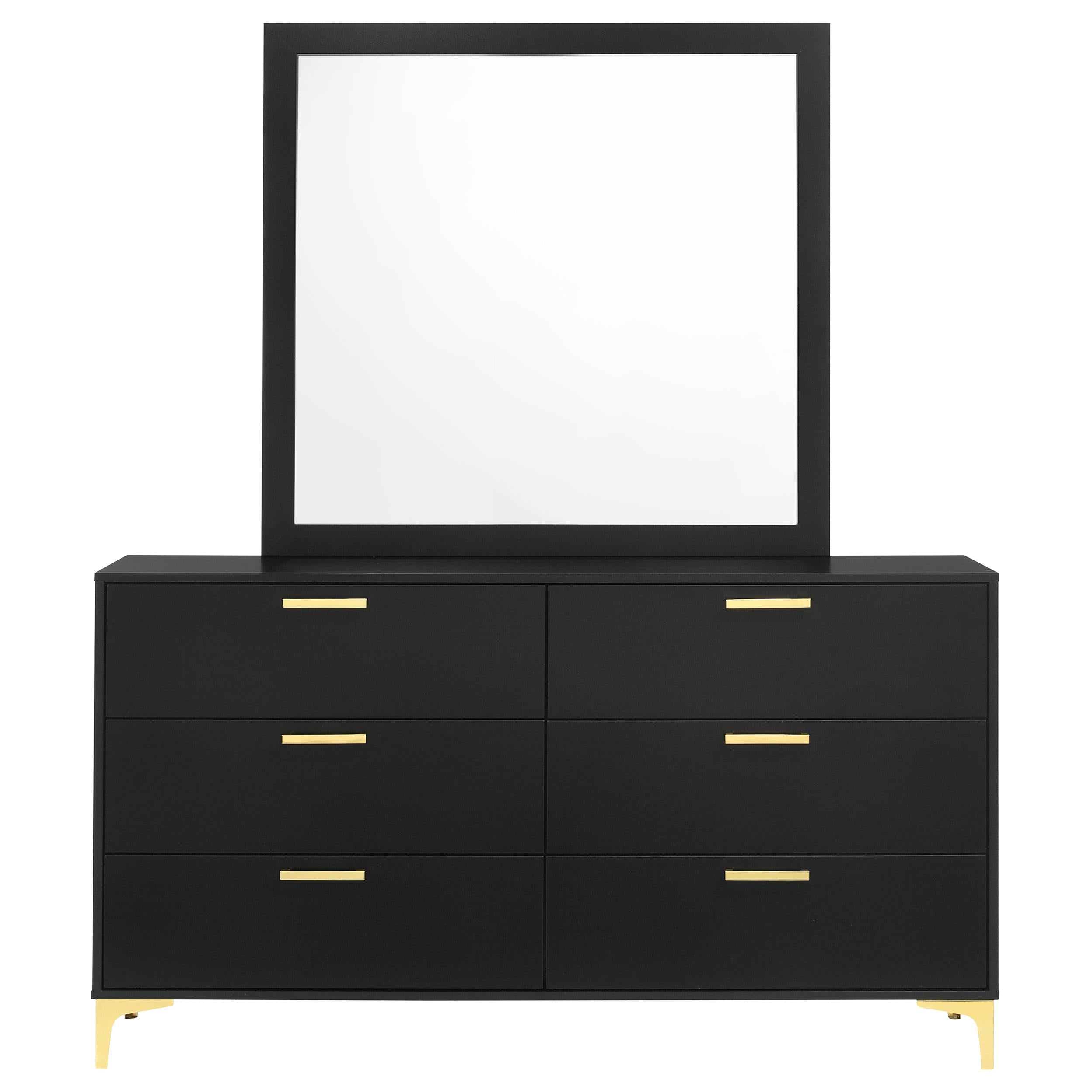 Coaster Furniture Kendall 224453M 6-Drawer Dresser with Mirror - Black IMAGE 2