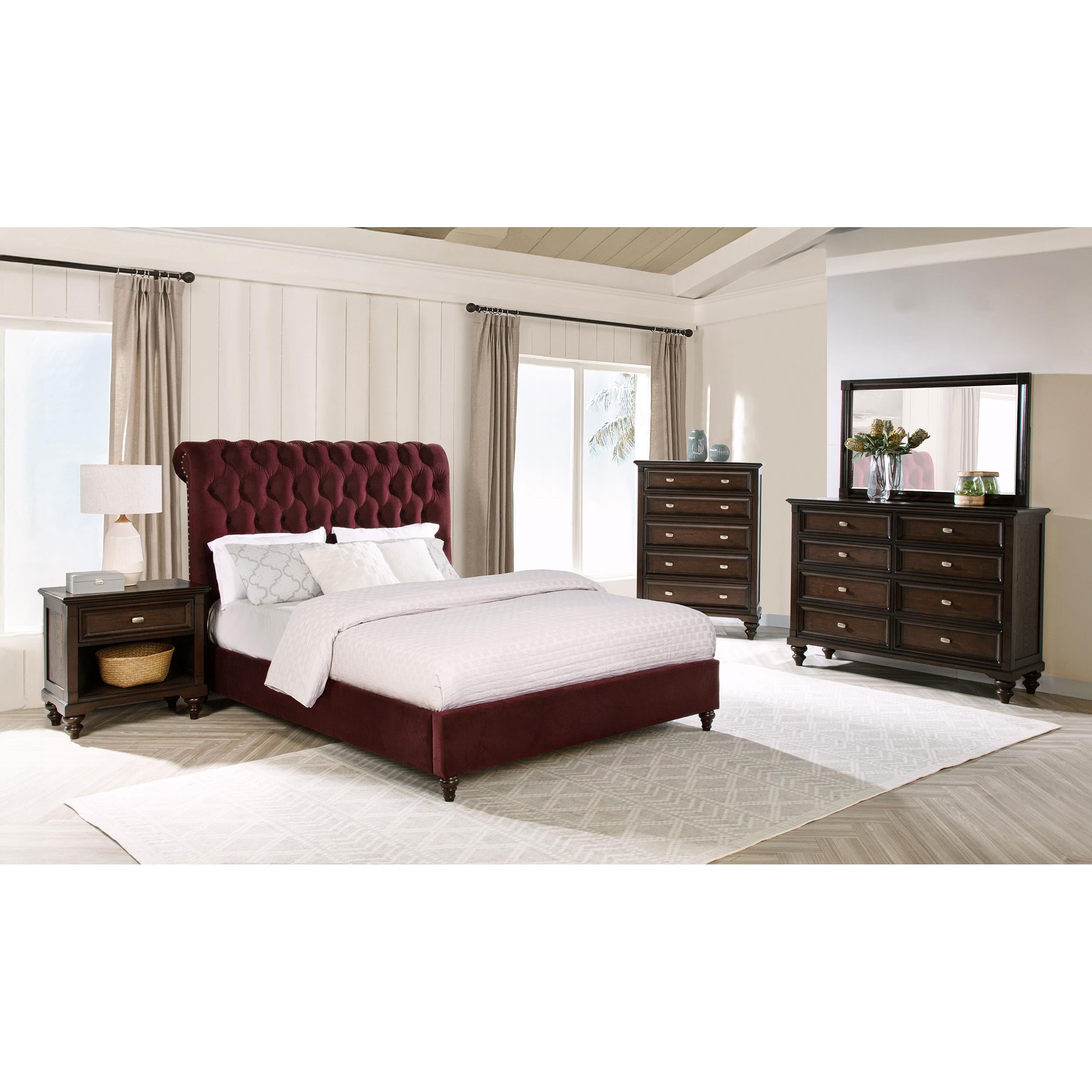 Coaster Furniture Devon 360341F 57-inch Upholstered Full Panel Bed - Wine Red IMAGE 7
