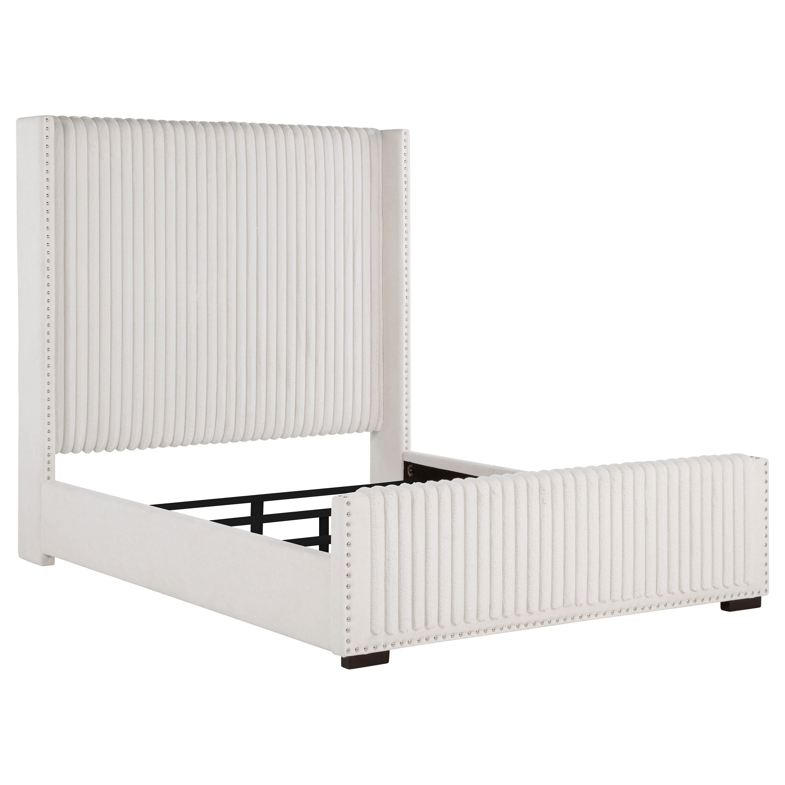 Coaster Furniture Natasha 306051Q 65-inch Upholstered Queen Wingback Bed - Cream IMAGE 1