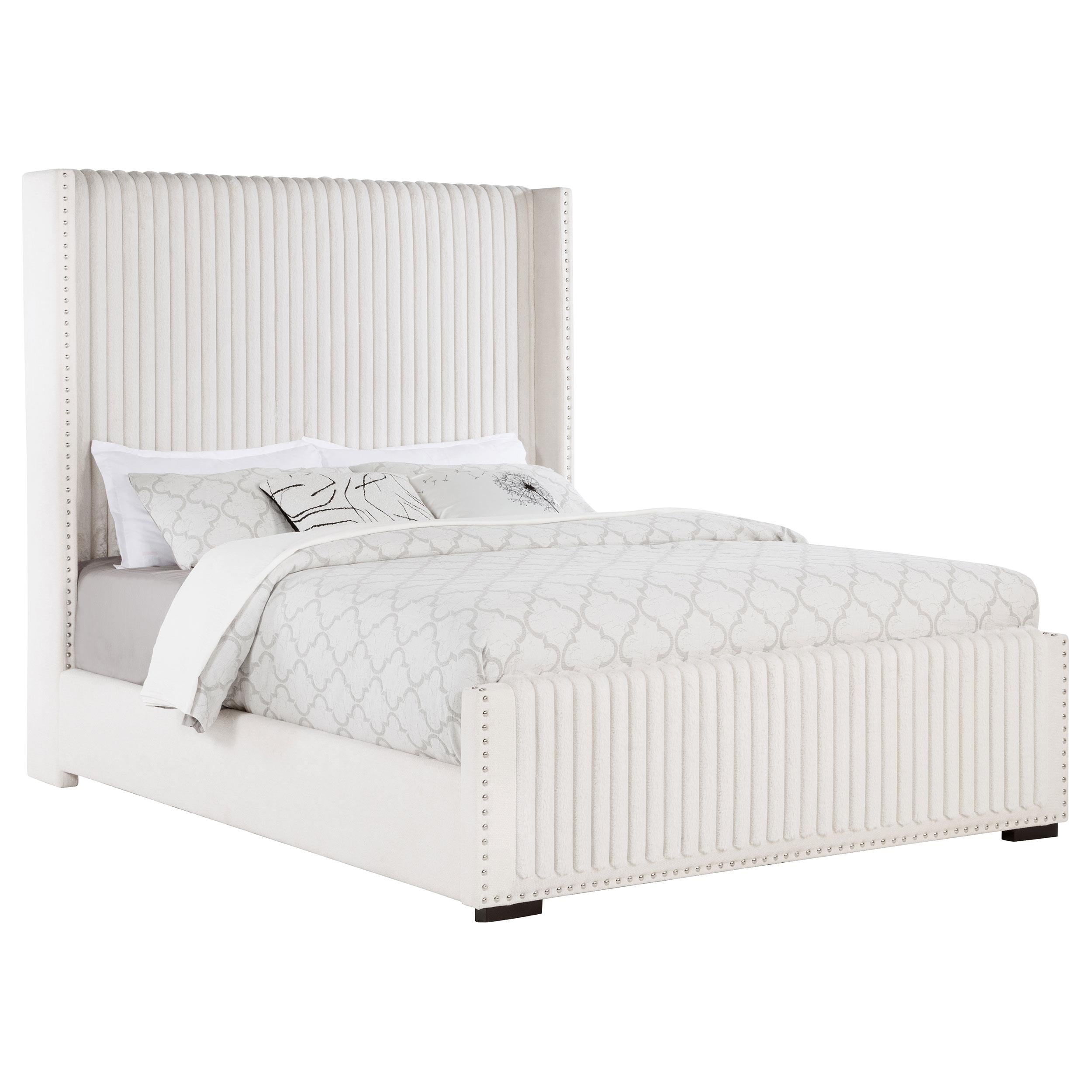 Coaster Furniture Natasha 306051Q 65-inch Upholstered Queen Wingback Bed - Cream IMAGE 2