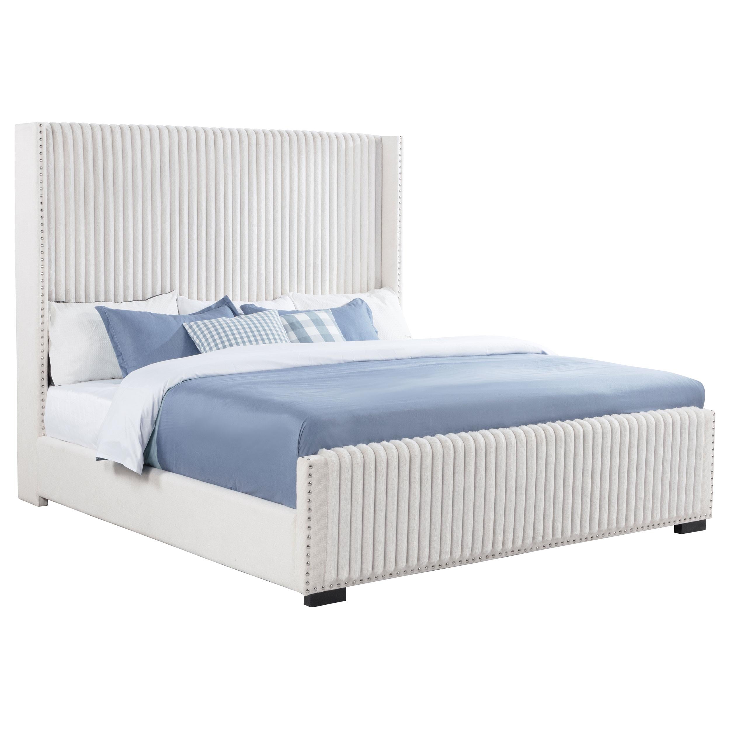 Coaster Furniture Natasha 306051KE 65-inch Upholstered Eastern King Wingback Bed - Cream IMAGE 2