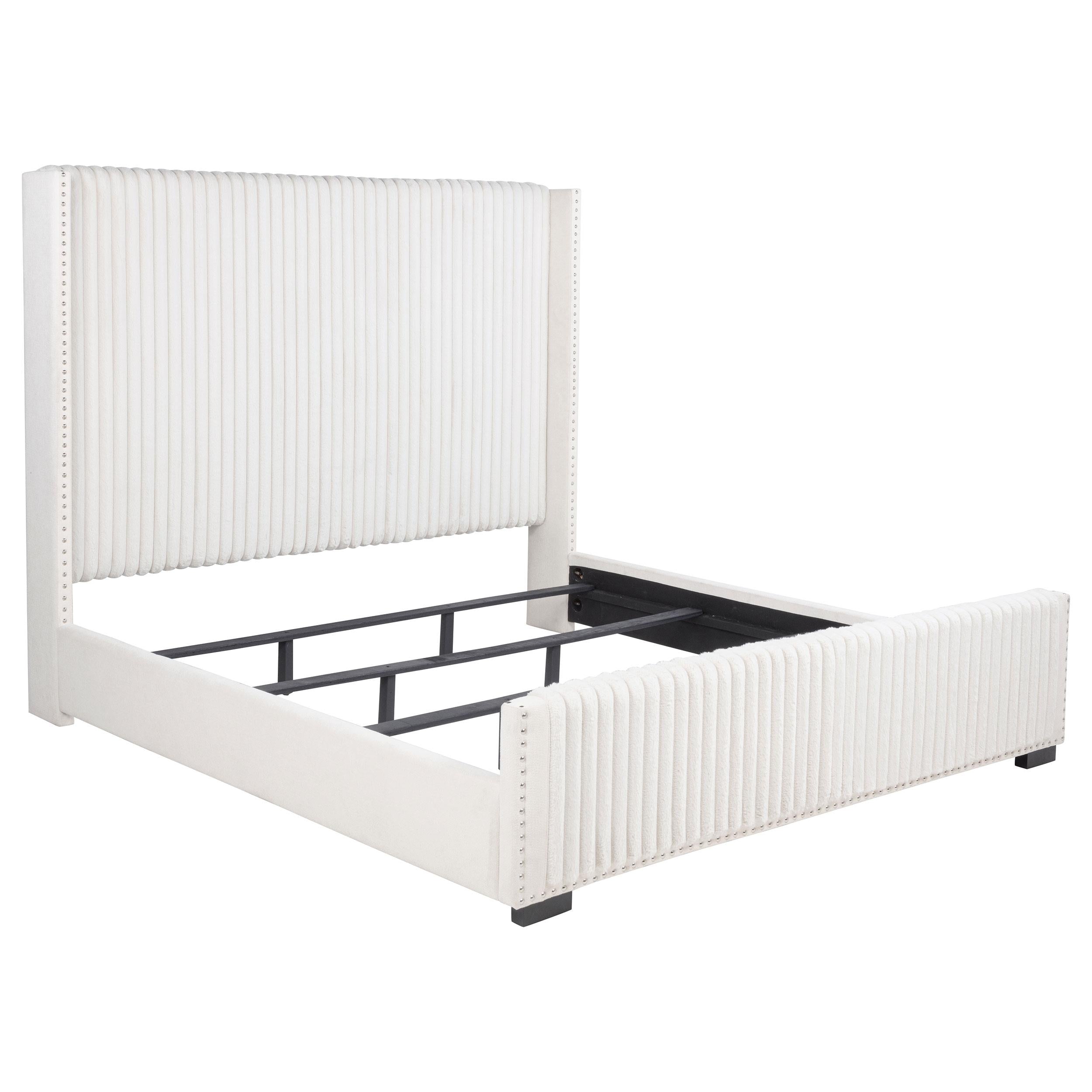 Coaster Furniture Natasha 306051KW 65-inch Upholstered California King Bed - Cream IMAGE 1