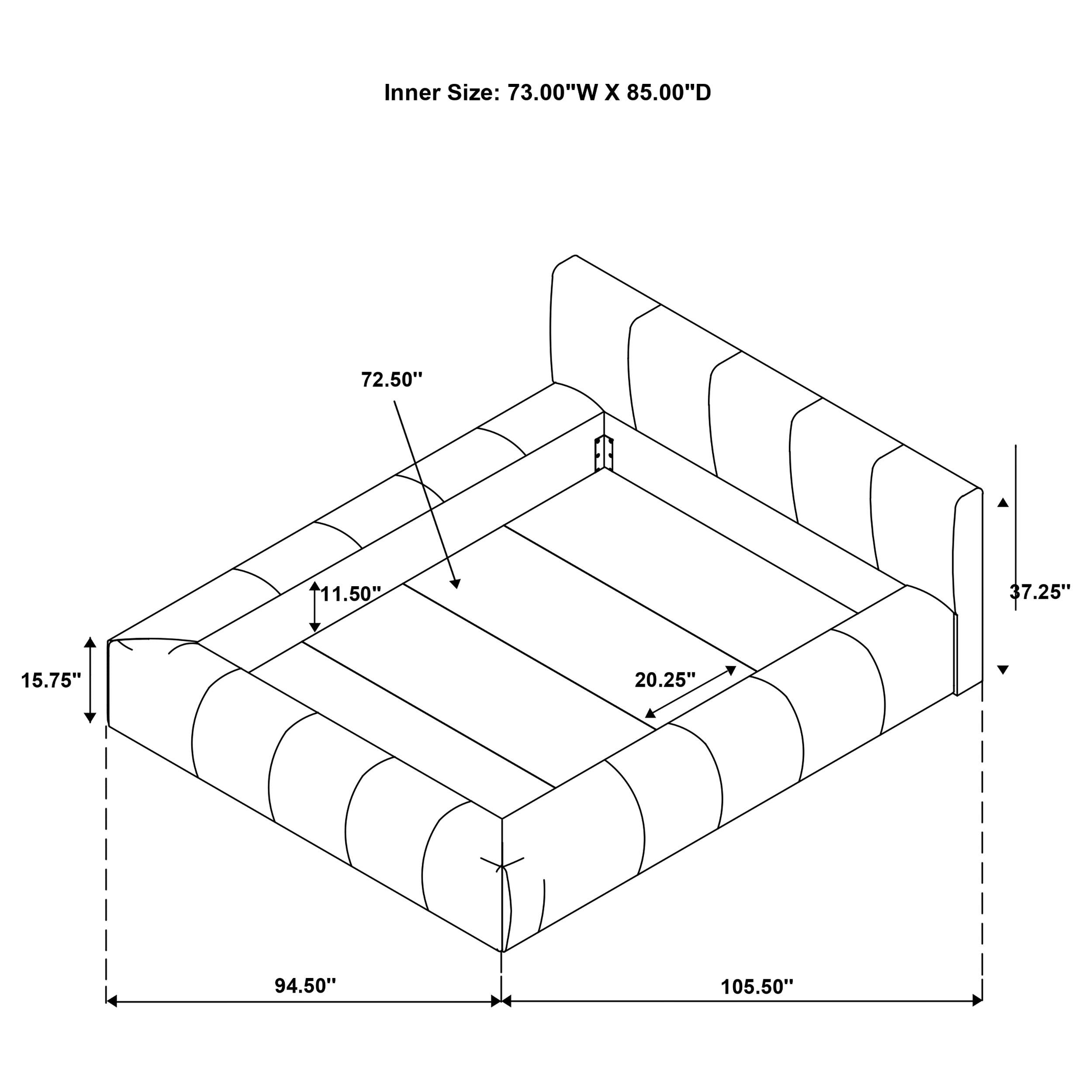 Coaster Furniture Wilshire 315981KW Upholstered California King Platform Bed - Grey IMAGE 7