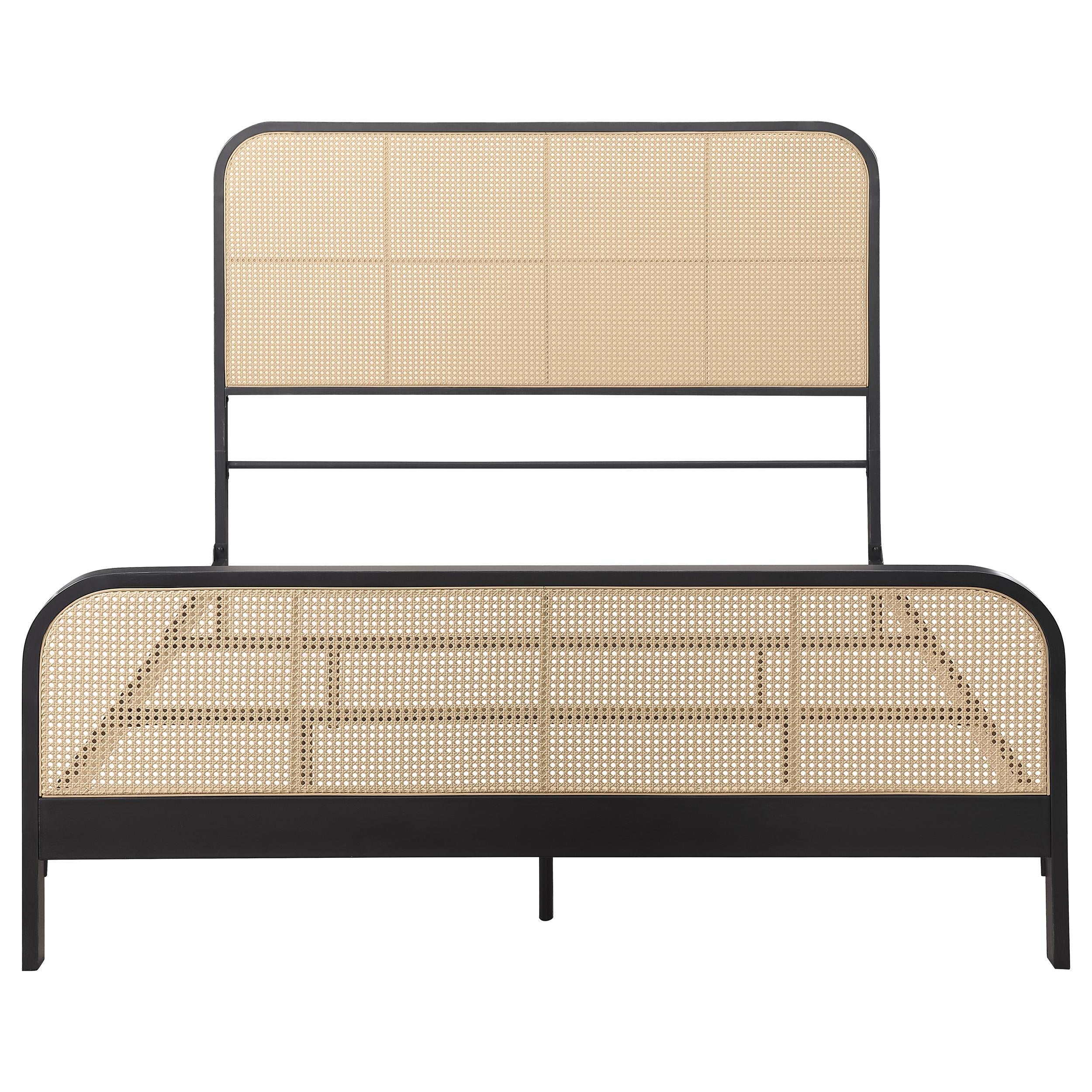 Coaster Furniture Lanewood 360250Q Open Cane Webbing Metal Queen Bed - Black IMAGE 2
