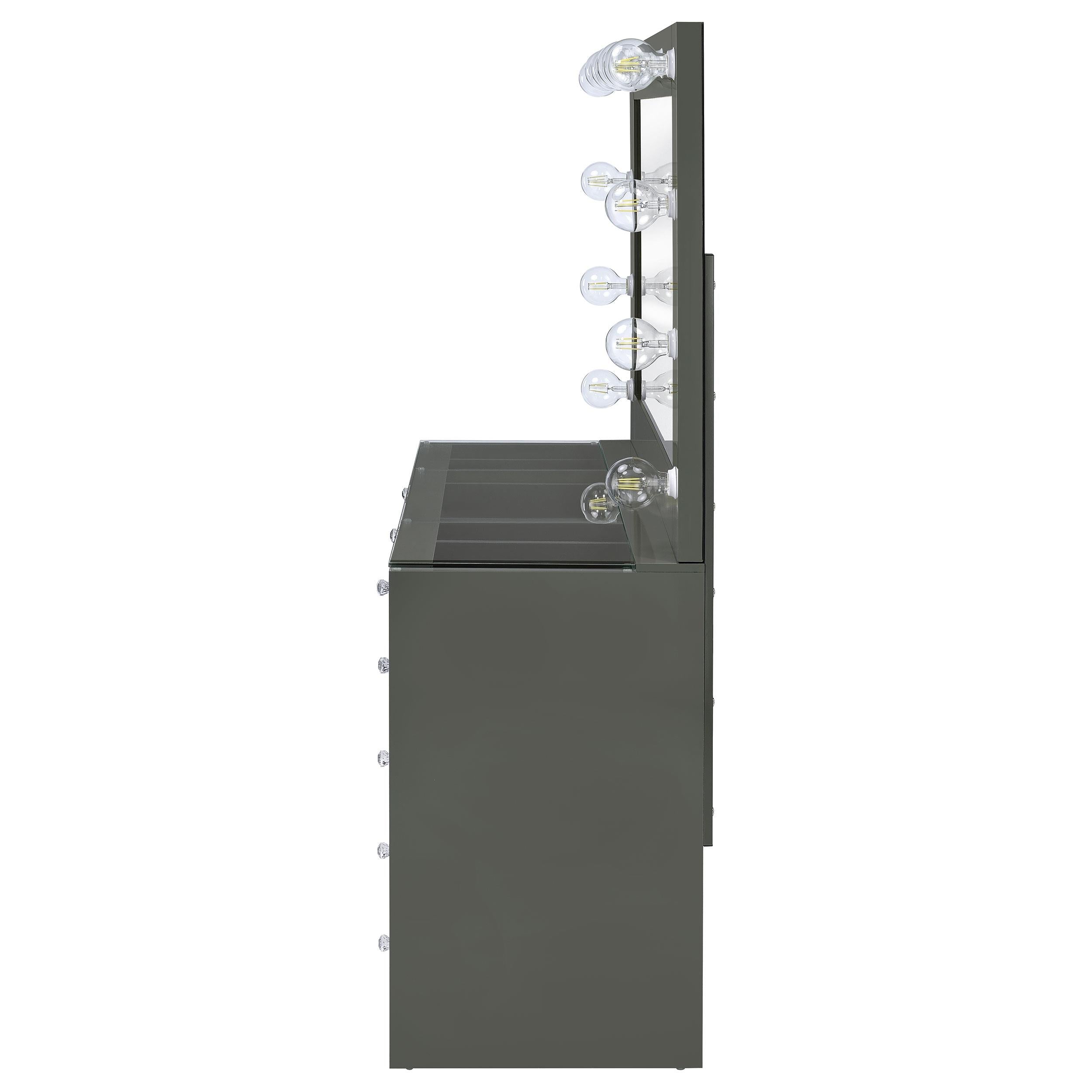 Coaster Furniture Acena 931145 7-Drawer Vanity Set with Lighting - Grey High Gloss IMAGE 4