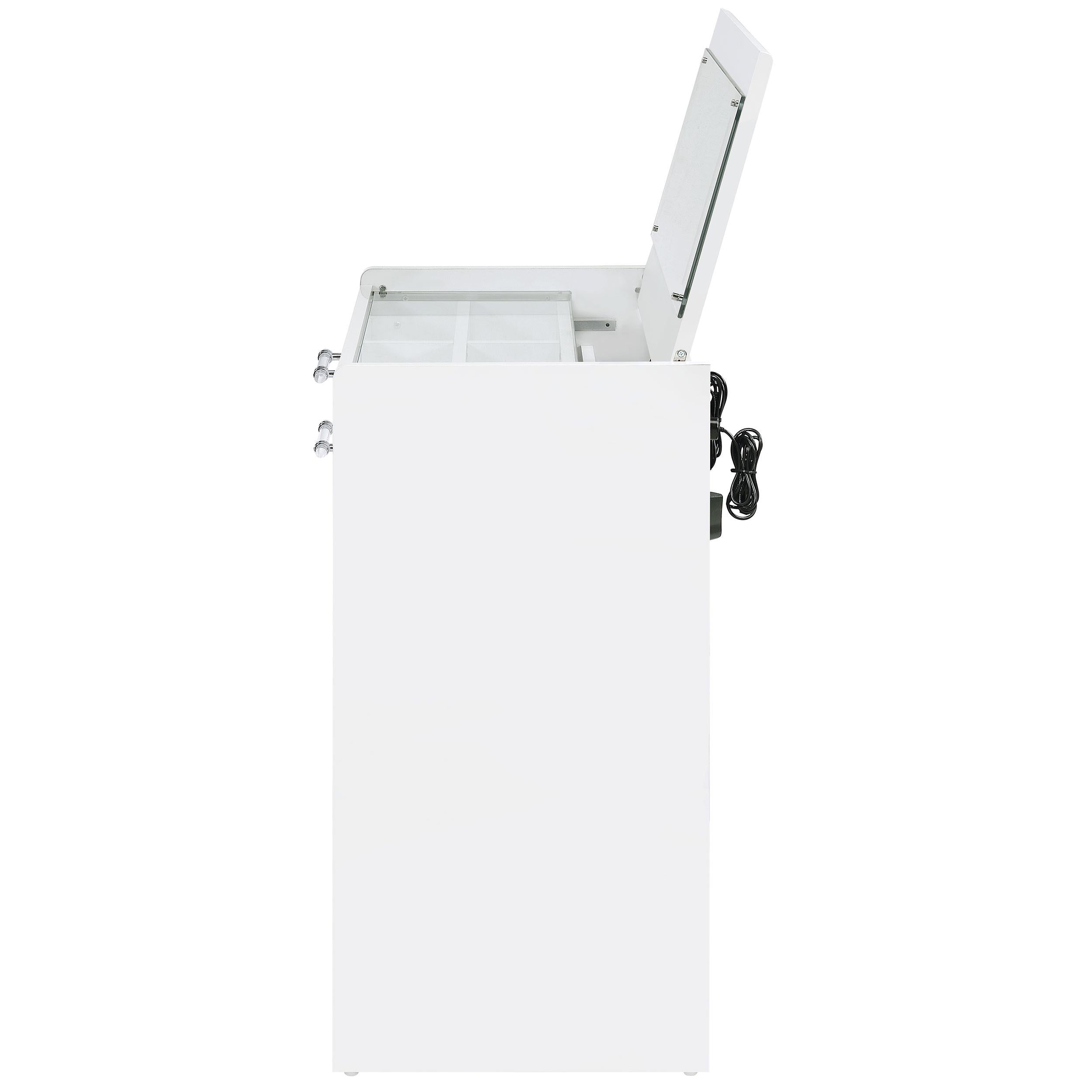 Coaster Furniture Danbury 930208 3-Drawer Makeup Vanity & Stool - Set White High Gloss IMAGE 8