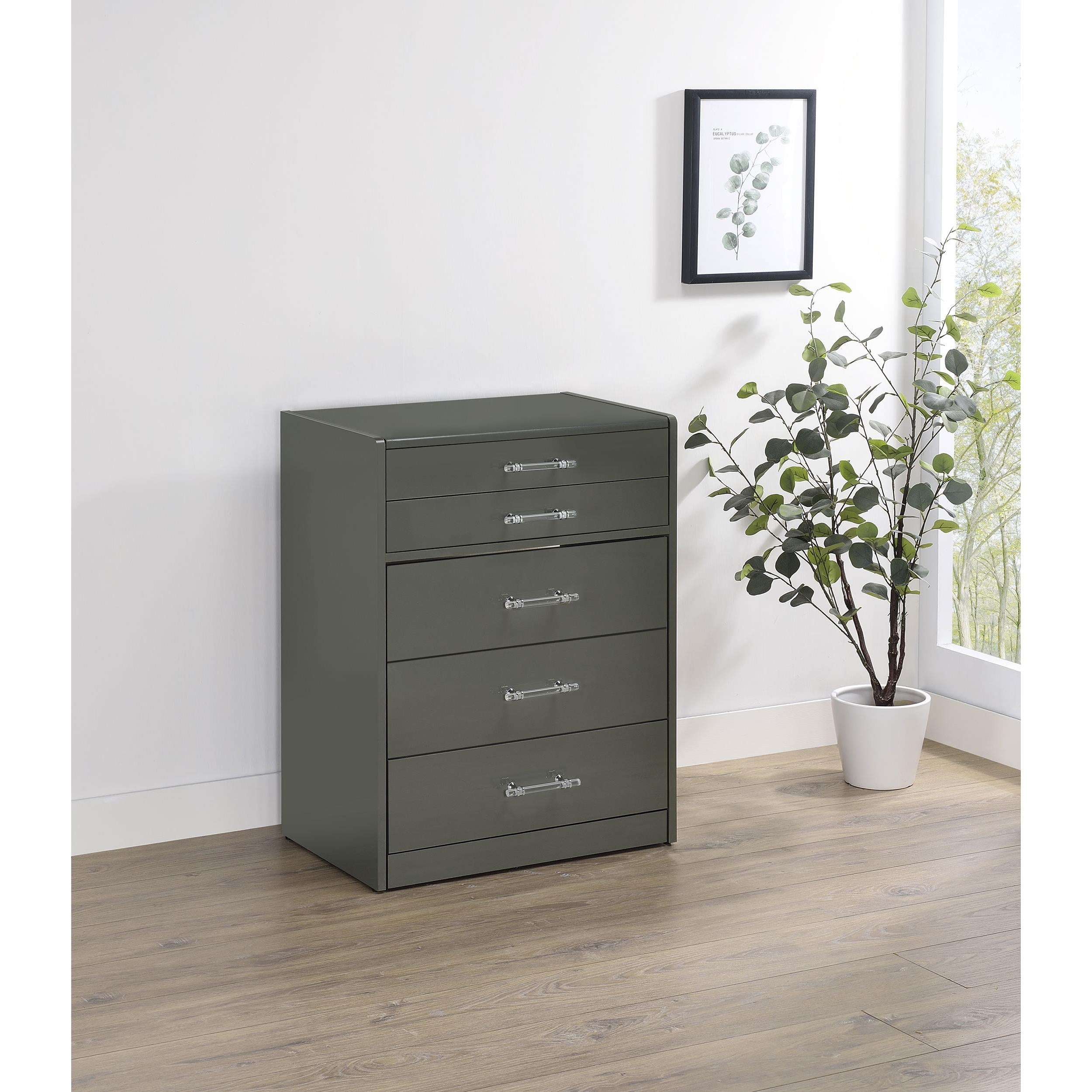 Coaster Furniture Danbury 930210 3-Drawer Makeup Vanity & Stool - Set Grey High Gloss IMAGE 15