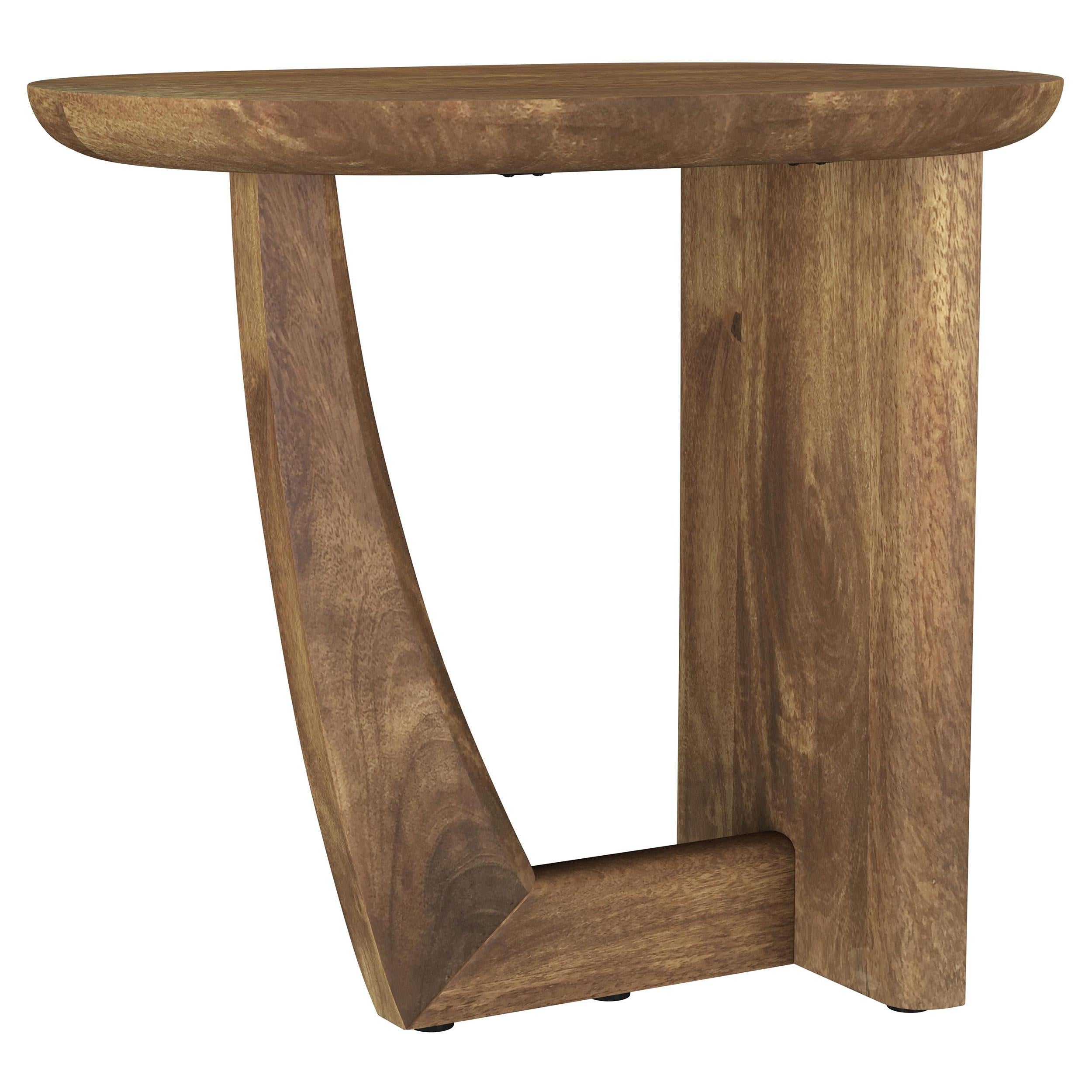 Coaster Furniture Fletcher 930029 Oval Solid Mango Wood Accent Side Table - Brown IMAGE 3