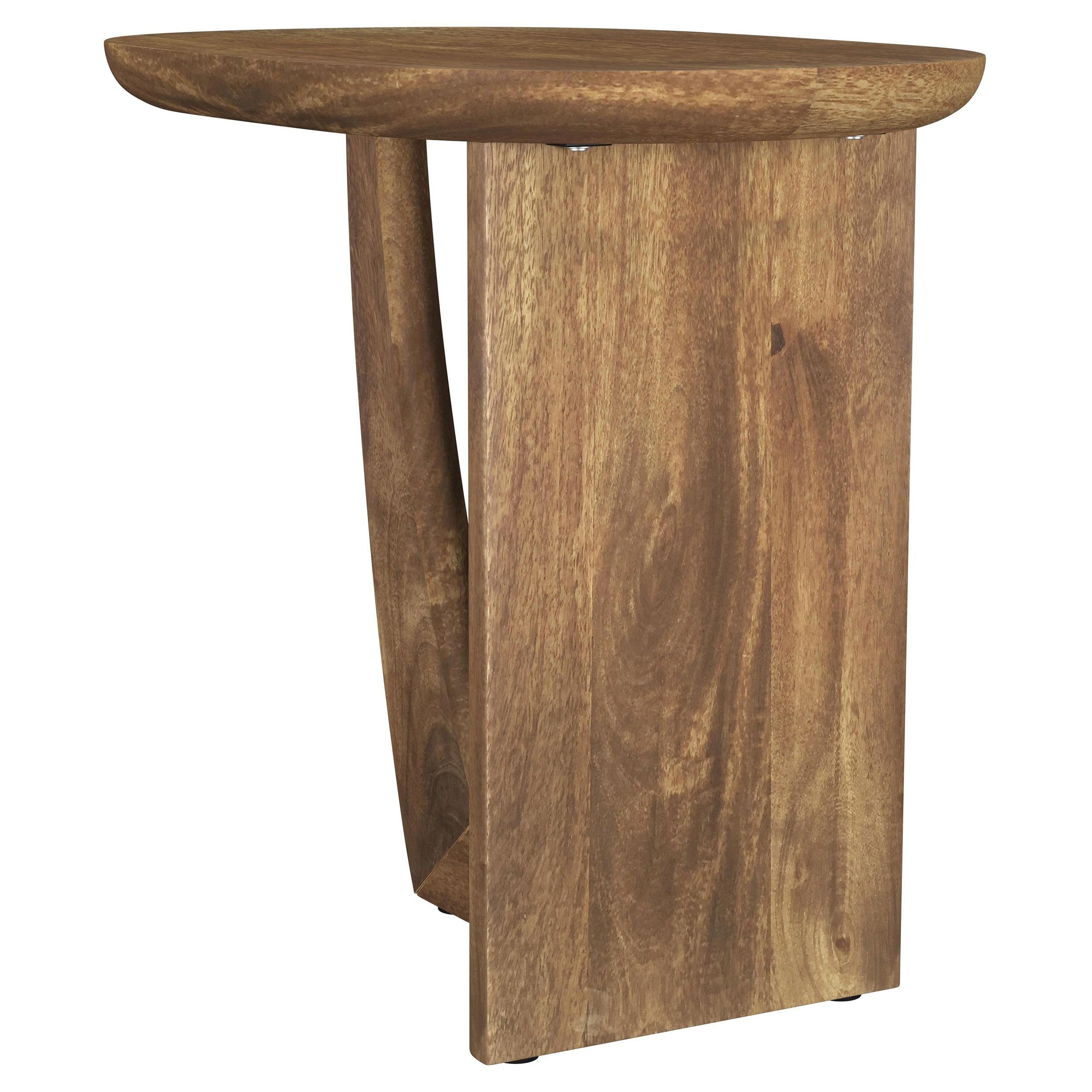 Coaster Furniture Fletcher 930029 Oval Solid Mango Wood Accent Side Table - Brown IMAGE 5