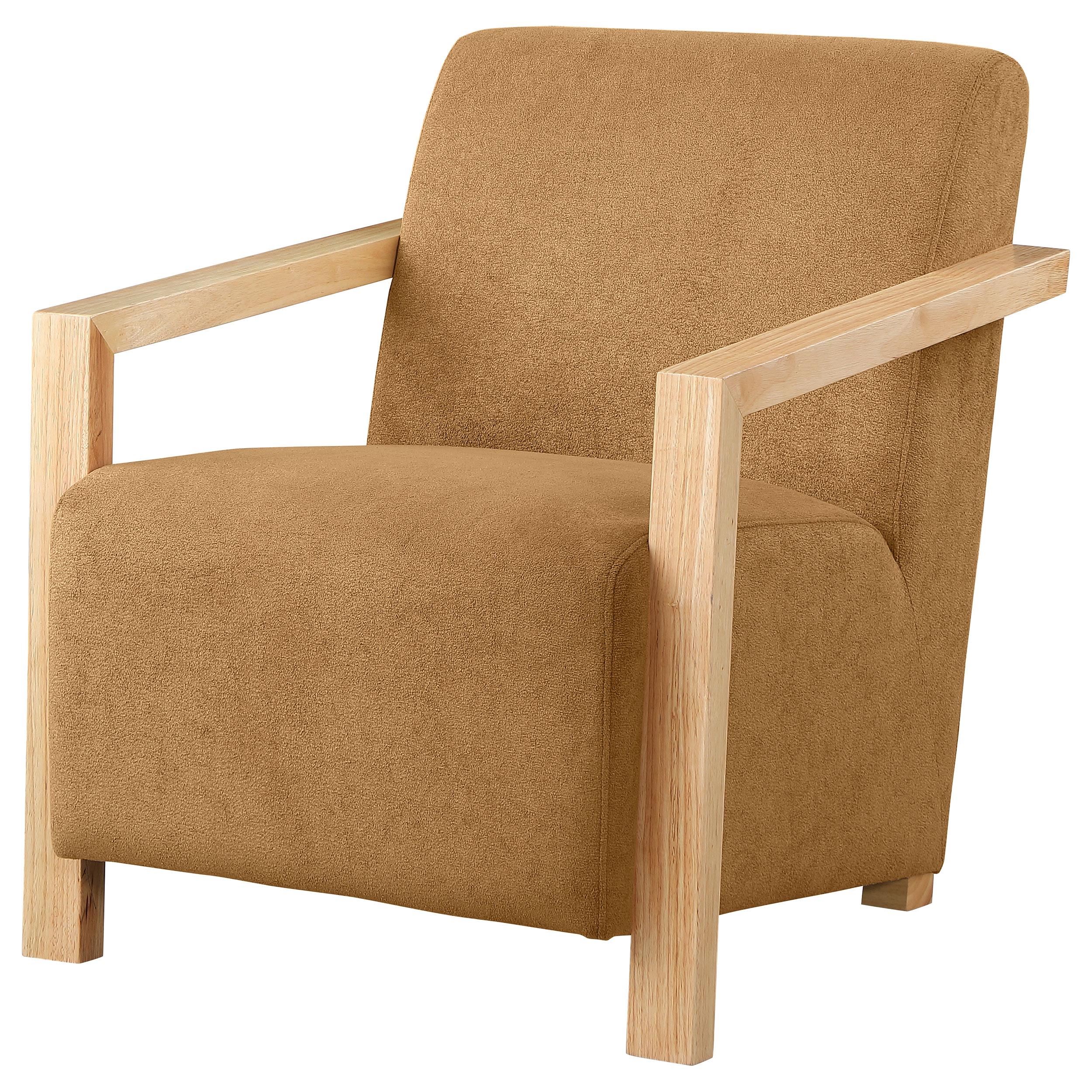 Coaster Furniture Diego 902268 Upholstered Accent Arm Chair with Wood Arms - Honey IMAGE 3