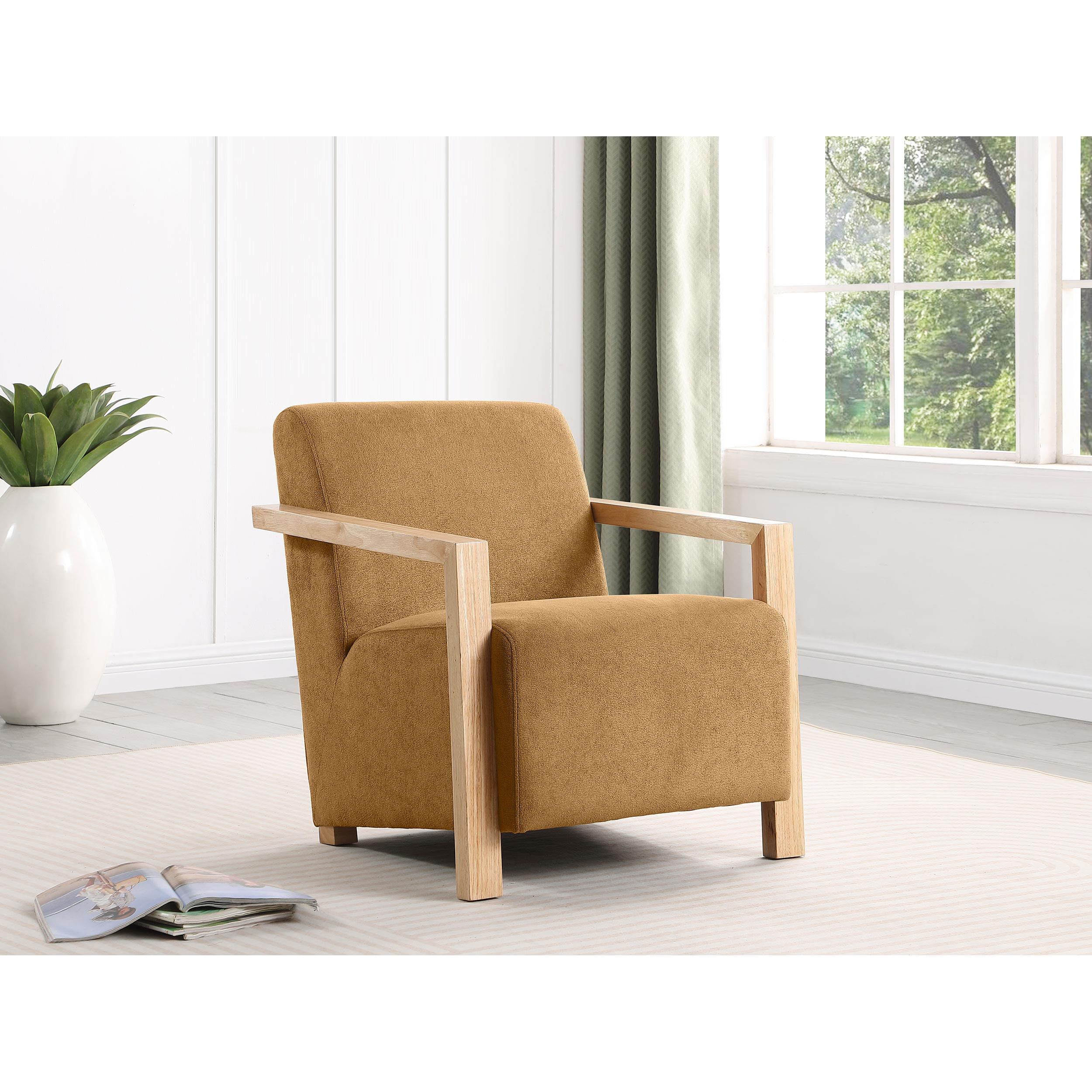 Coaster Furniture Diego 902268 Upholstered Accent Arm Chair with Wood Arms - Honey IMAGE 8