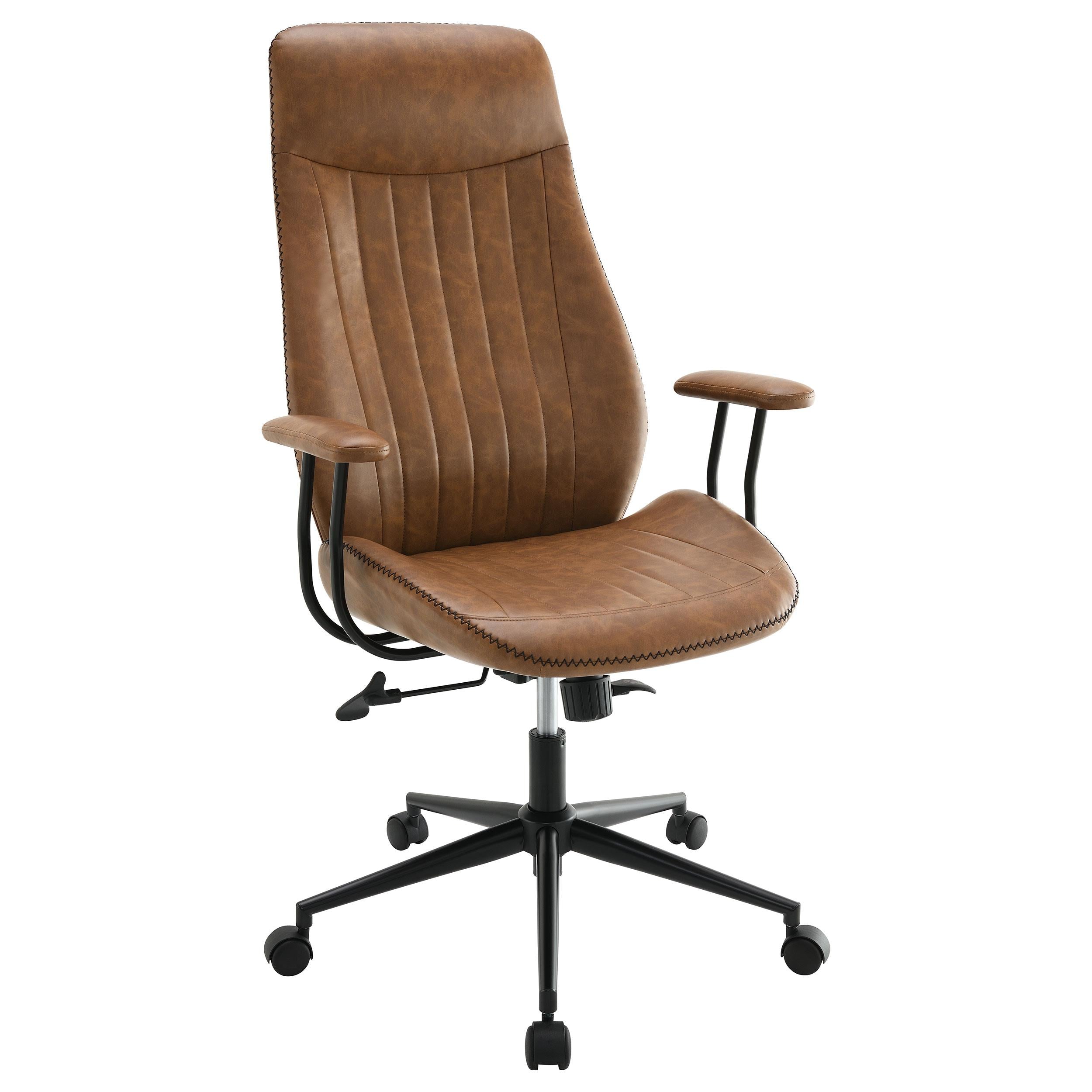 Coaster Furniture Ranger 801941 Upholstered Adjustable Home Office Desk Chair - Brown IMAGE 1
