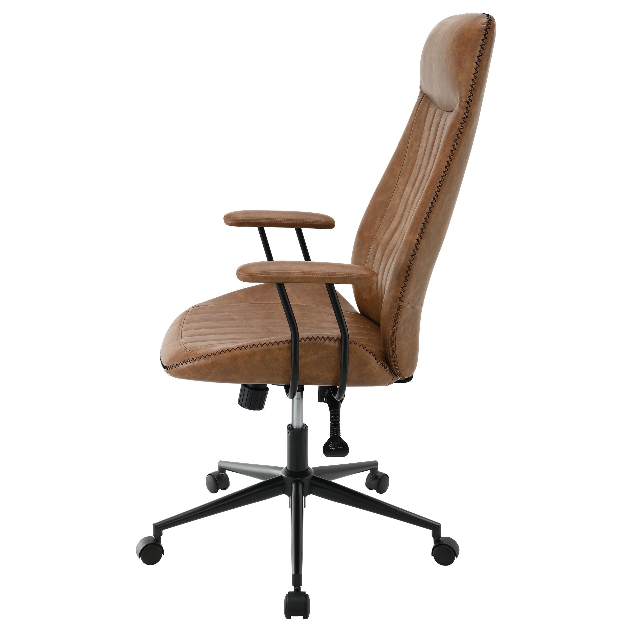 Coaster Furniture Ranger 801941 Upholstered Adjustable Home Office Desk Chair - Brown IMAGE 4