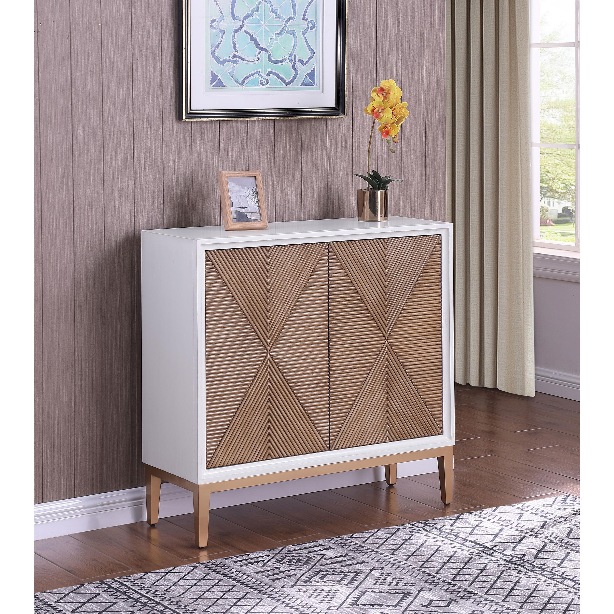 Coaster Furniture Gretchen 950408 2-door Wood Fluted Parquet Cabinet - White and Brown IMAGE 9
