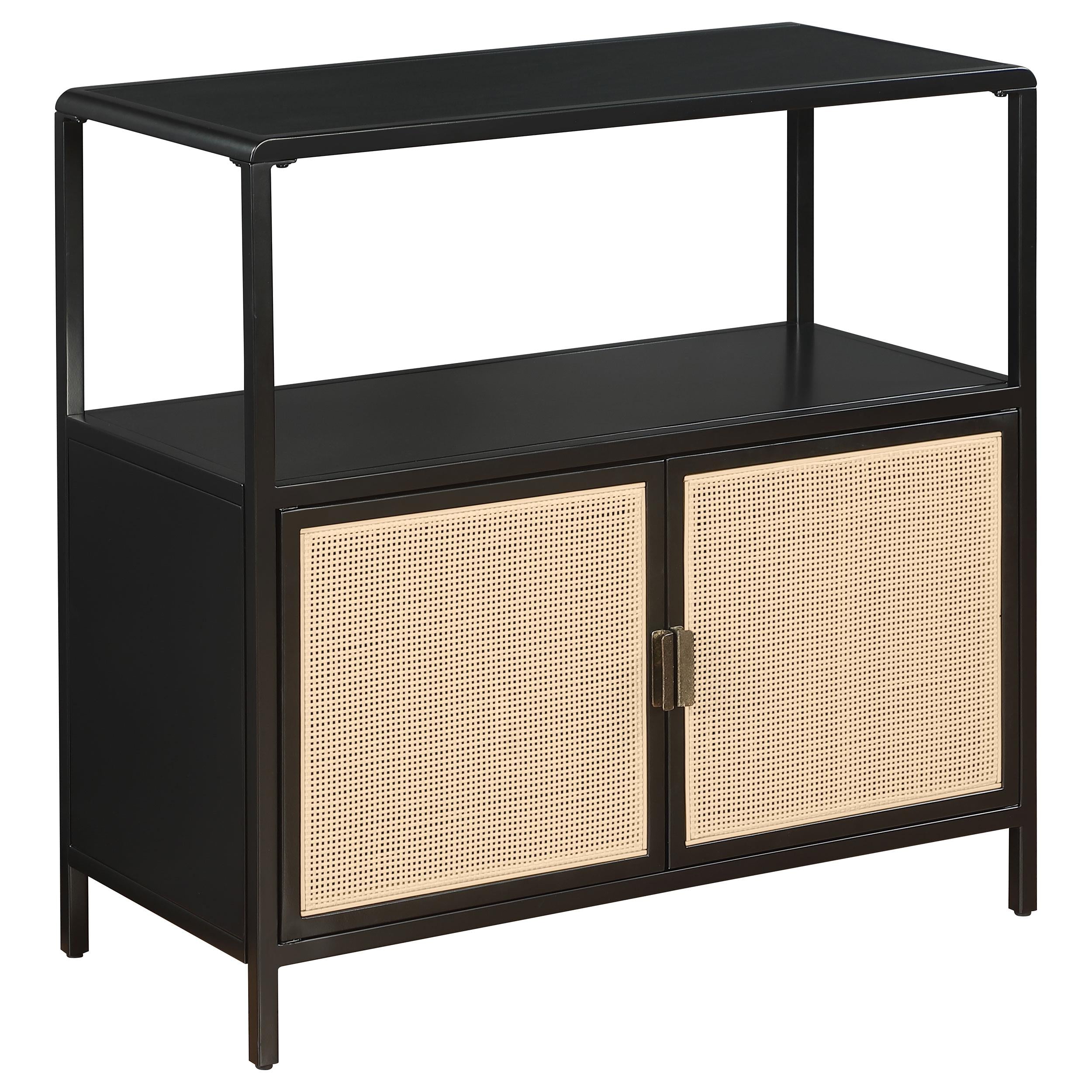 Coaster Furniture Amherst 961641 2-door Radio Weave Cane Metal Accent Cabinet - Black IMAGE 1