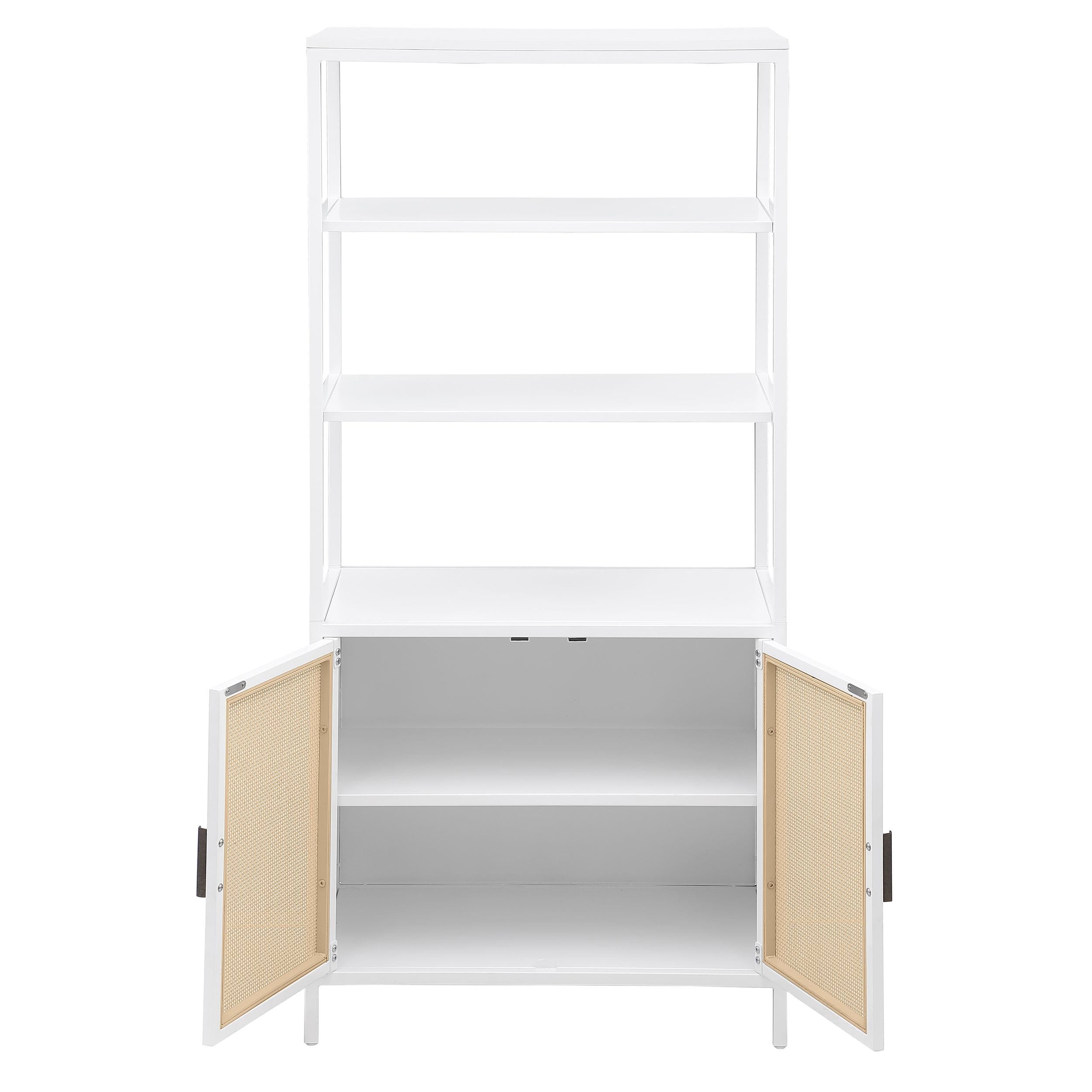 Coaster Furniture Amherst 961652 3-shelf Radio Weave Cane Metal Accent Cabinet - White IMAGE 3