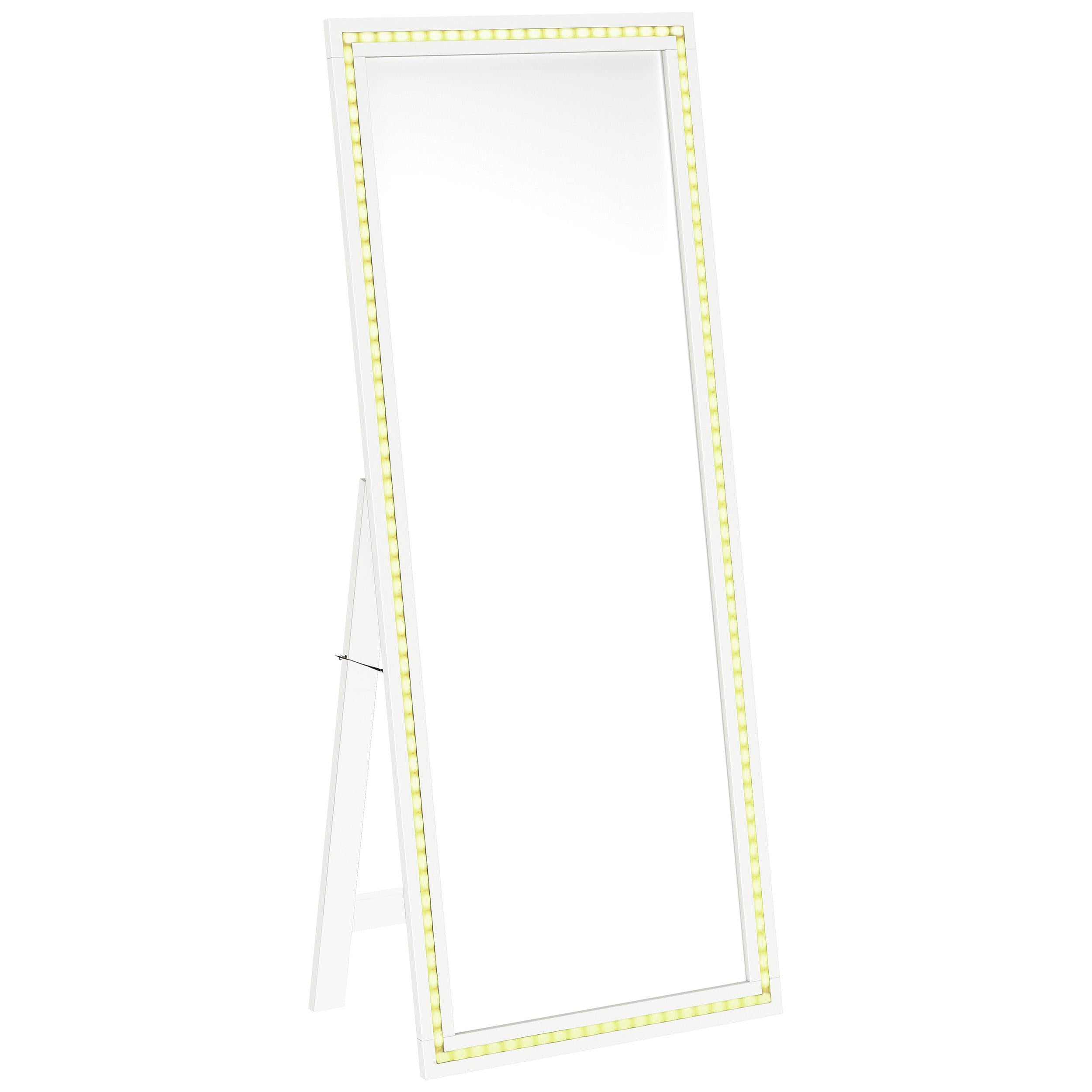 Coaster Furniture Windrose 960963 28 x 67 Inch Tempered LED Standing Mirror - White IMAGE 5