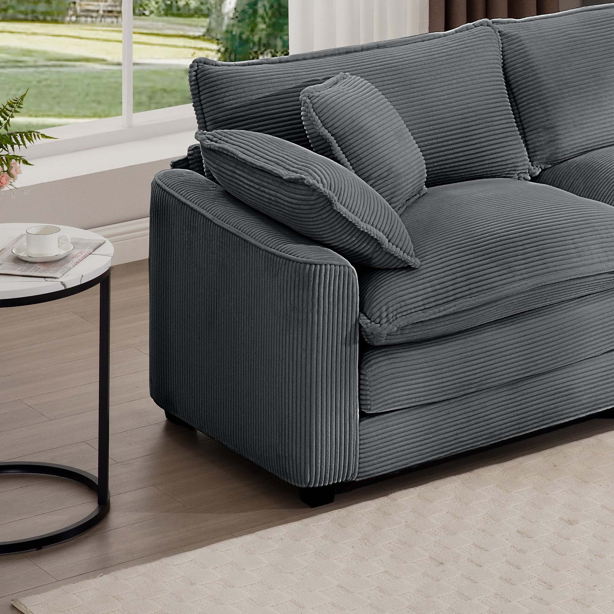 Modular Oversized Cushion Sofa With Ottoman, Low Back, Deep Seating Sofa Set