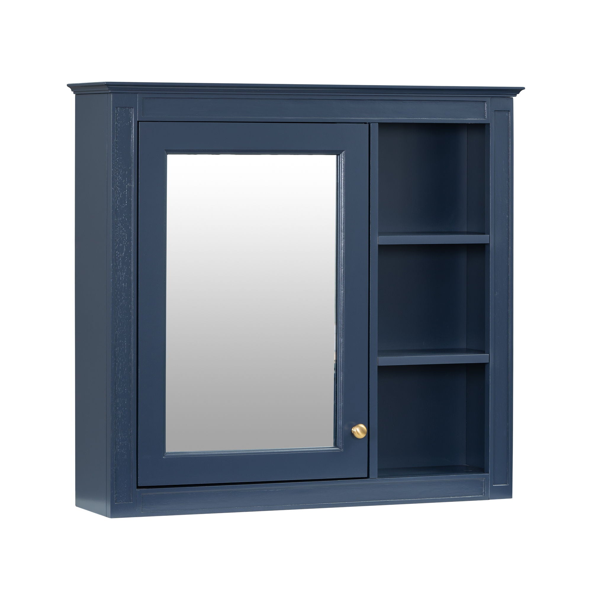 Bathroom Vanity With Top Sink, 2 Doors And 3 Drawers, Freestanding Set With Mirror Cabinet