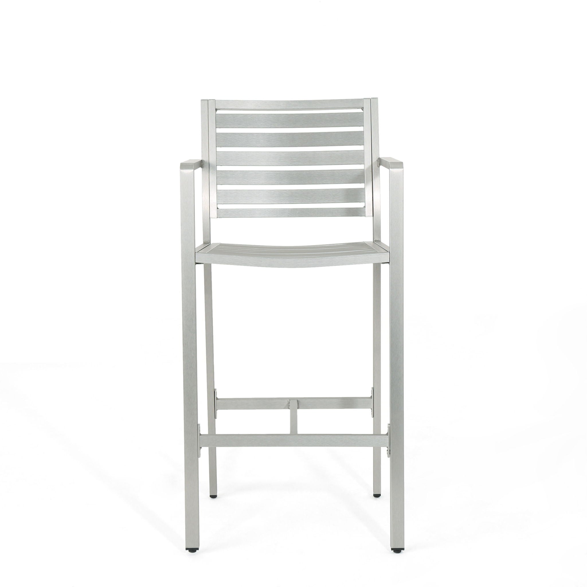 Outdoor Aluminum Rust Proof Barstools (Set of 2) - Silver