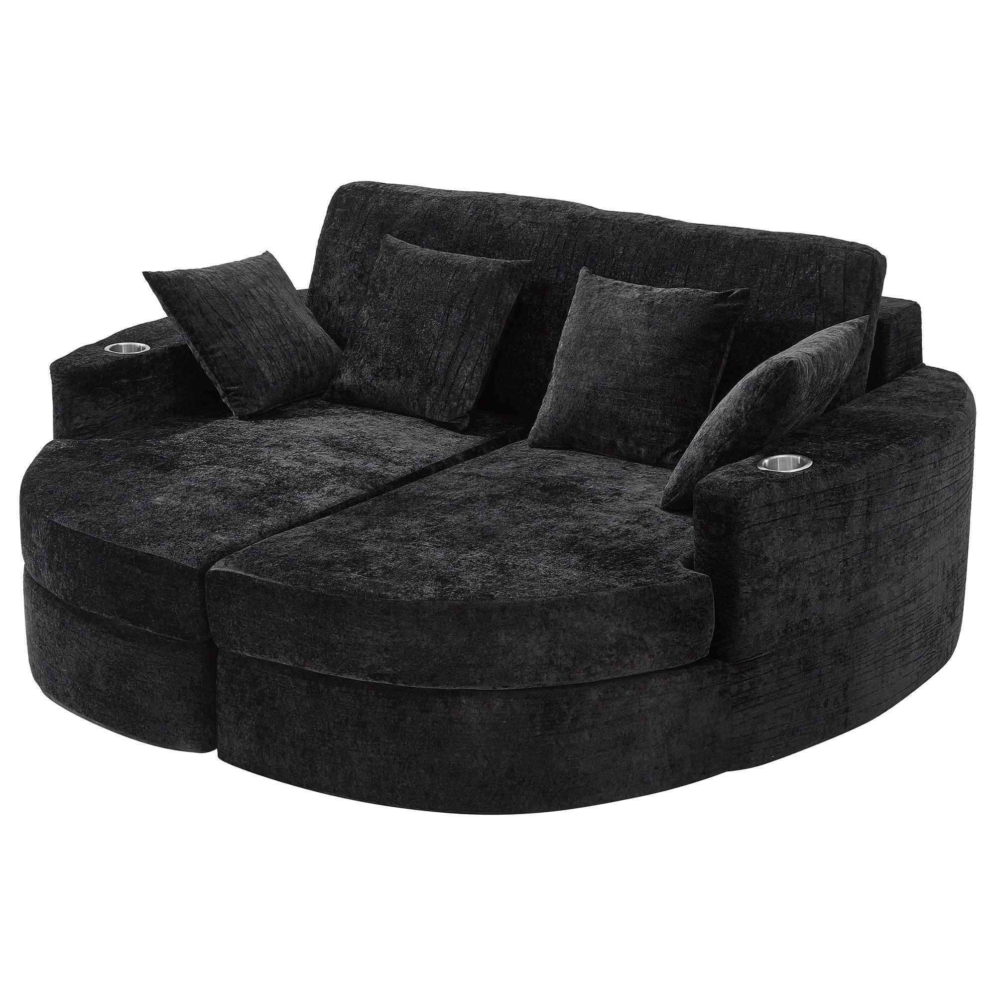 Boneless Design Upholstered Sofa Bed With Cup Holders