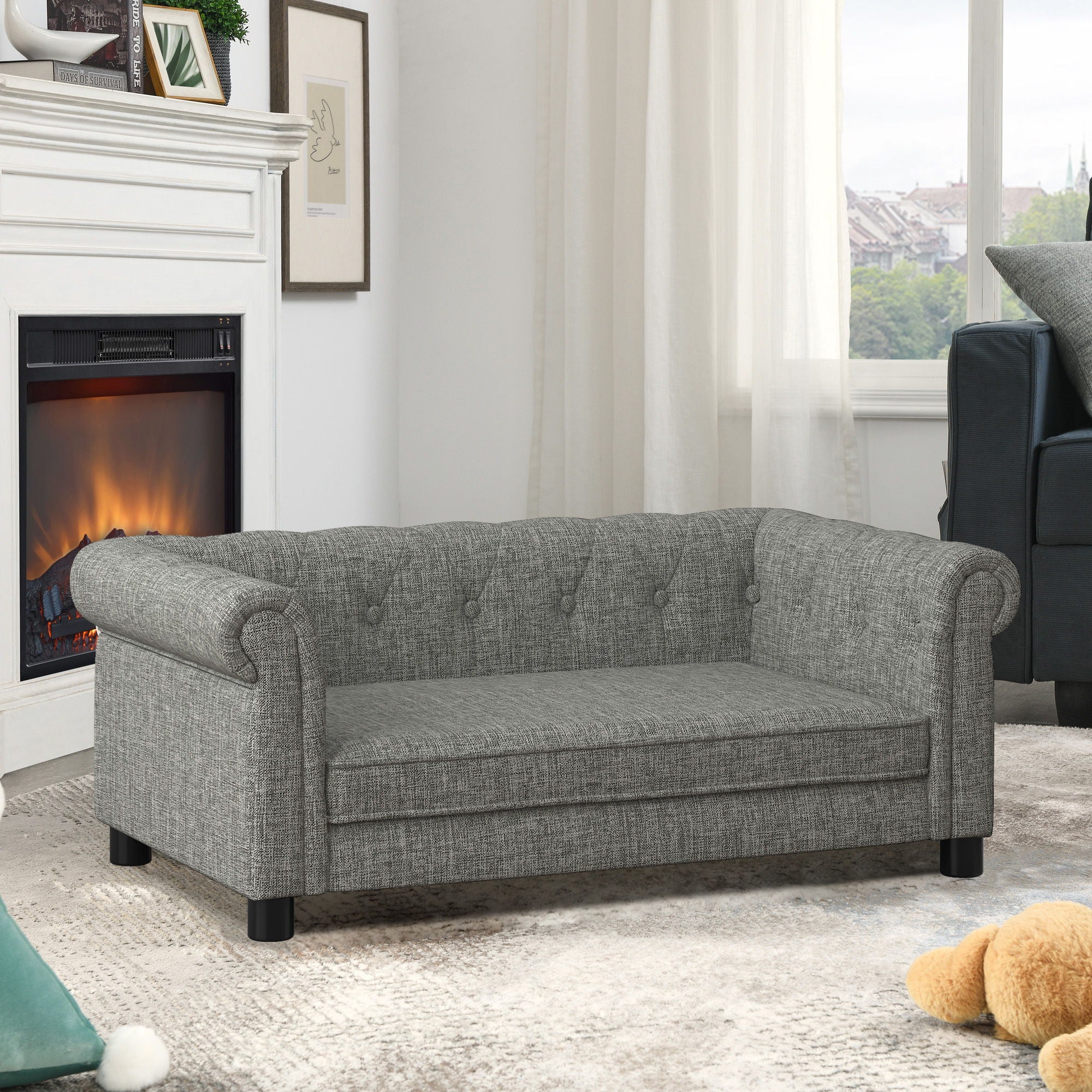 Modern Elegant Rectangle Pet Bed, Durable Elevated Dog Sofa