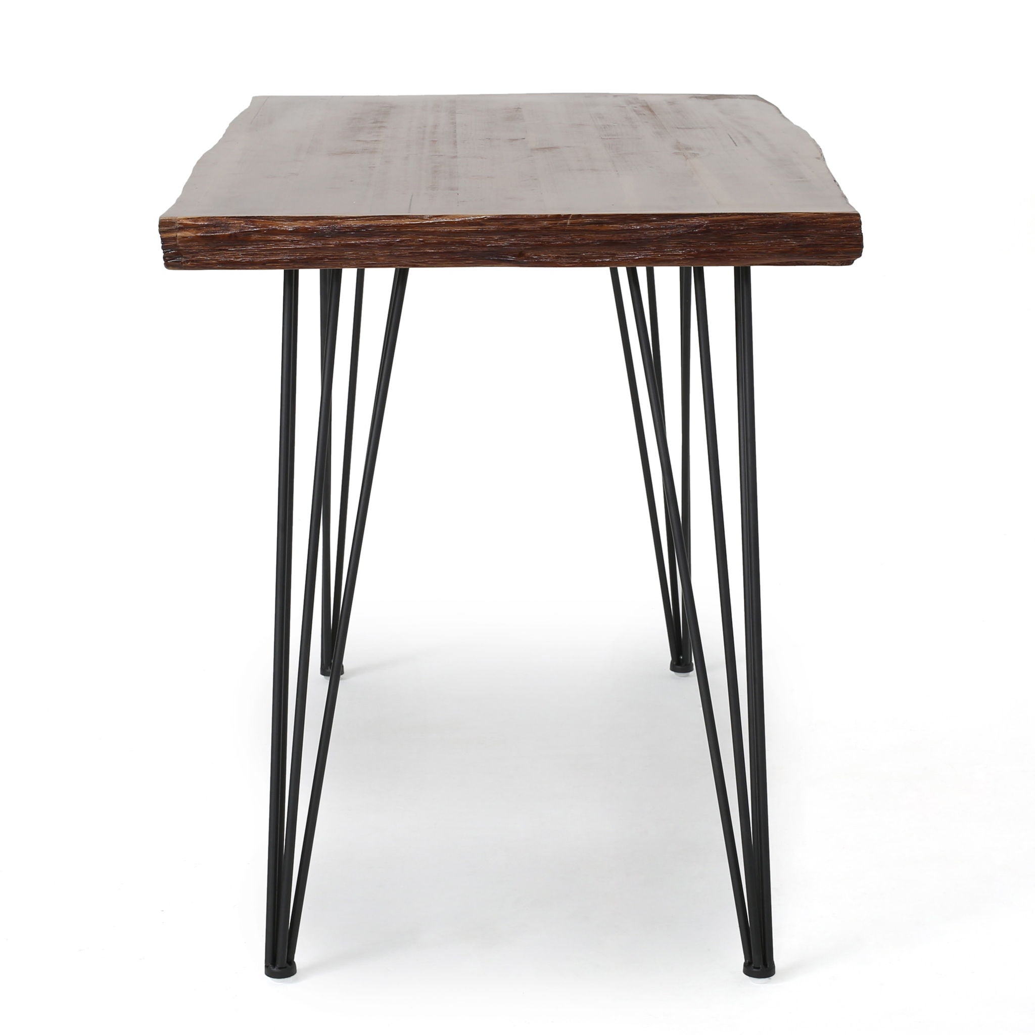 Modern Industrial Faux Live Edge Dining Table With Hairpin Legs - Natural