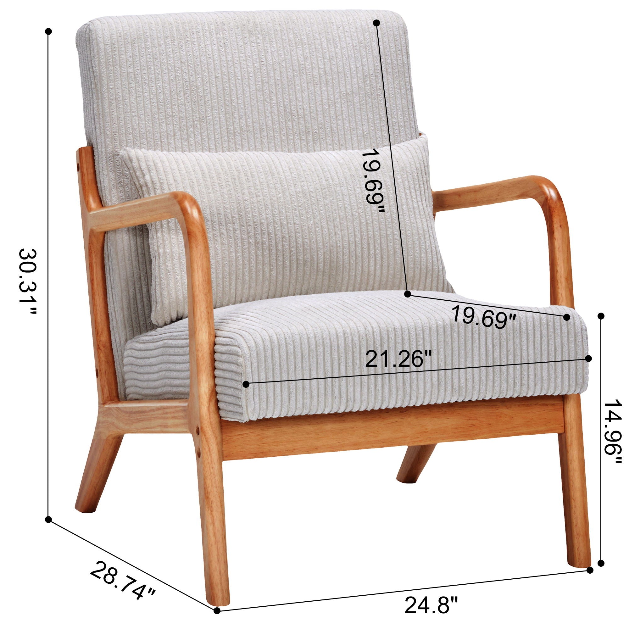 Accent Arm Chair With Pillow Upholstered