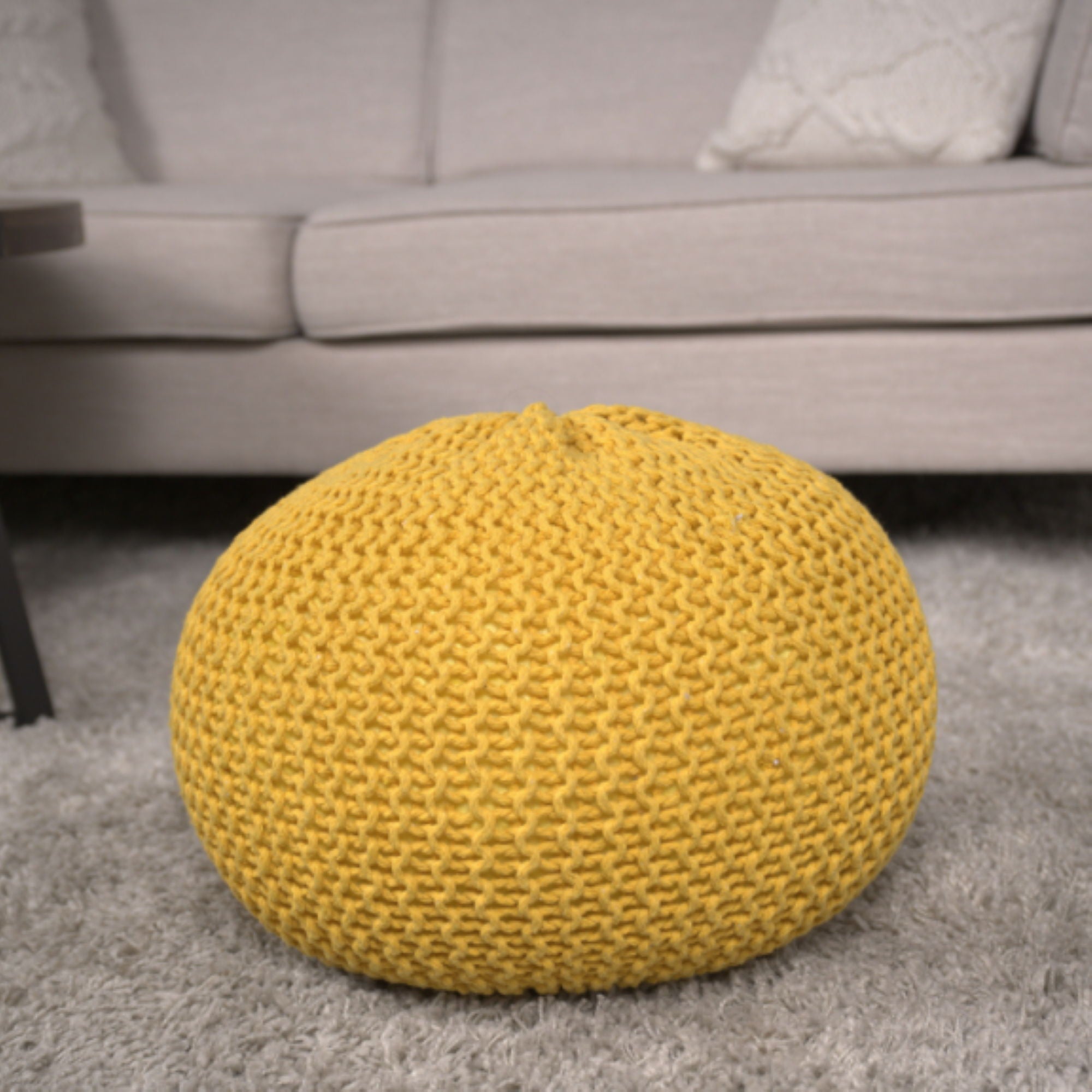 Bordeaux - Knitted Round Pouf, Versatile Ottoman And Floor Cushion