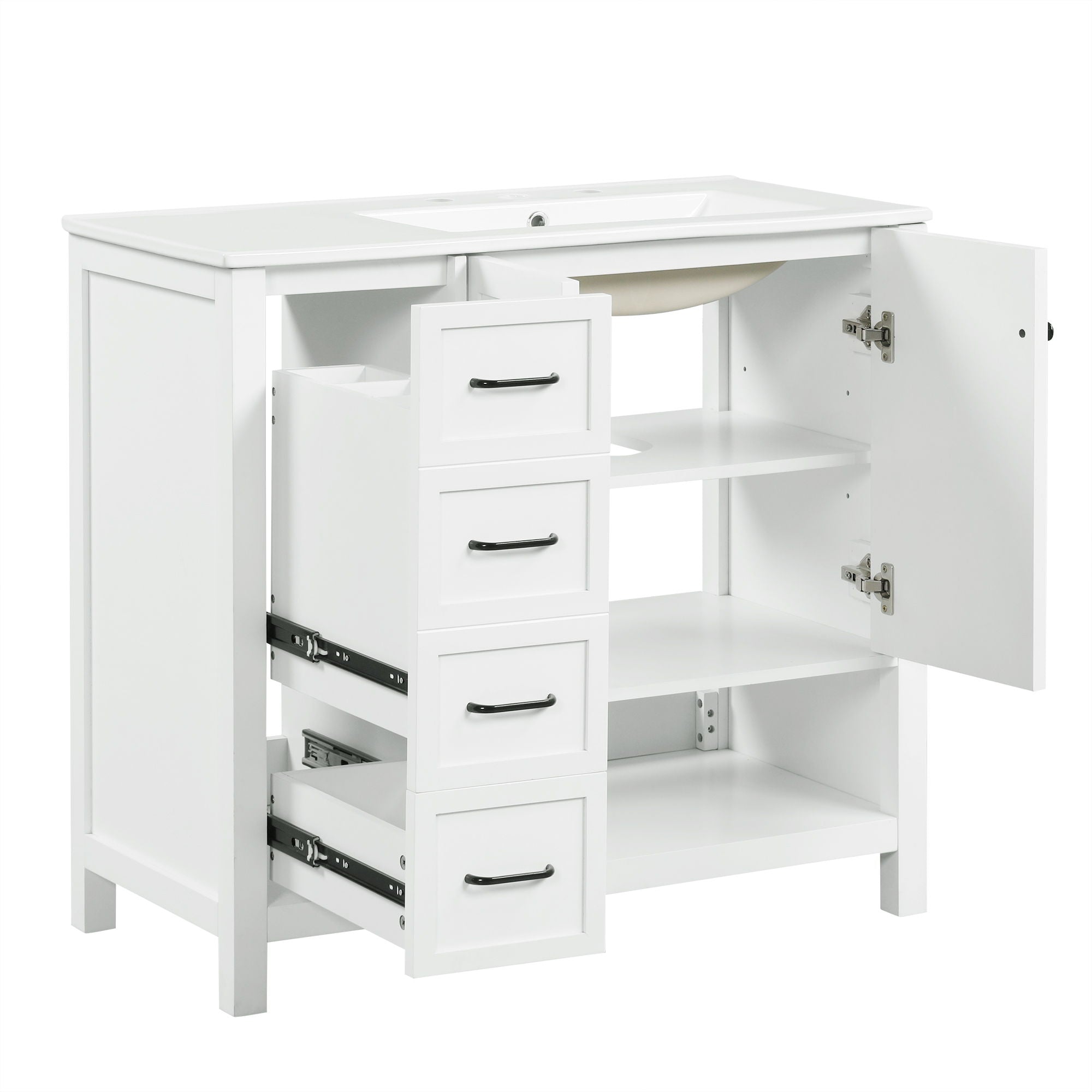 Modern Bathroom Vanity With Sink Top, 2 Doors And 2 Drawers
