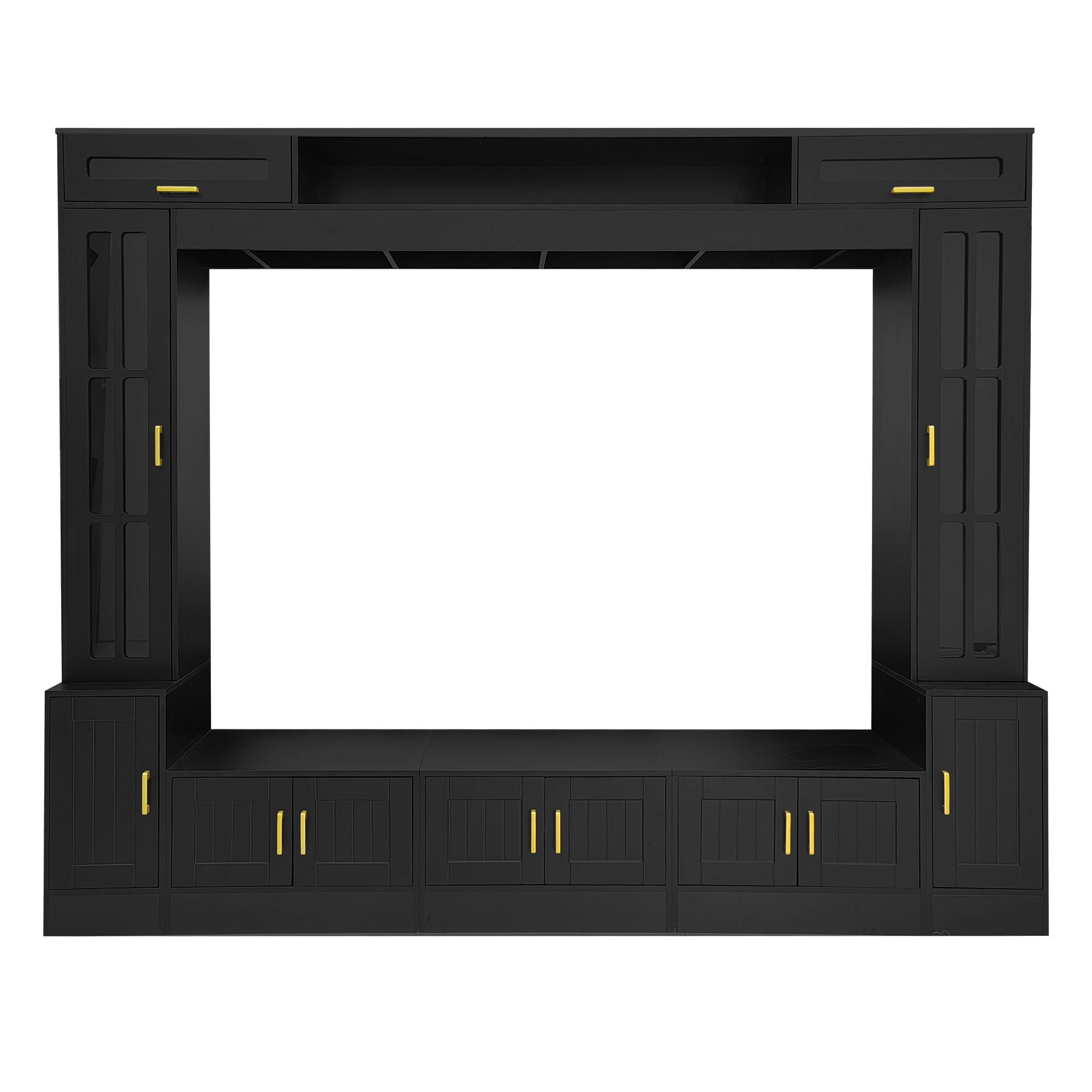 Wall Unit Entertainment Center With Bookshelves For TVs Up To 80"