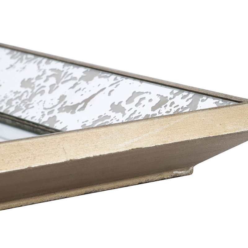 Antique Rectangle Mirror With Floral Accents, Mirrored Display Tray, Hanging Wall Mirror