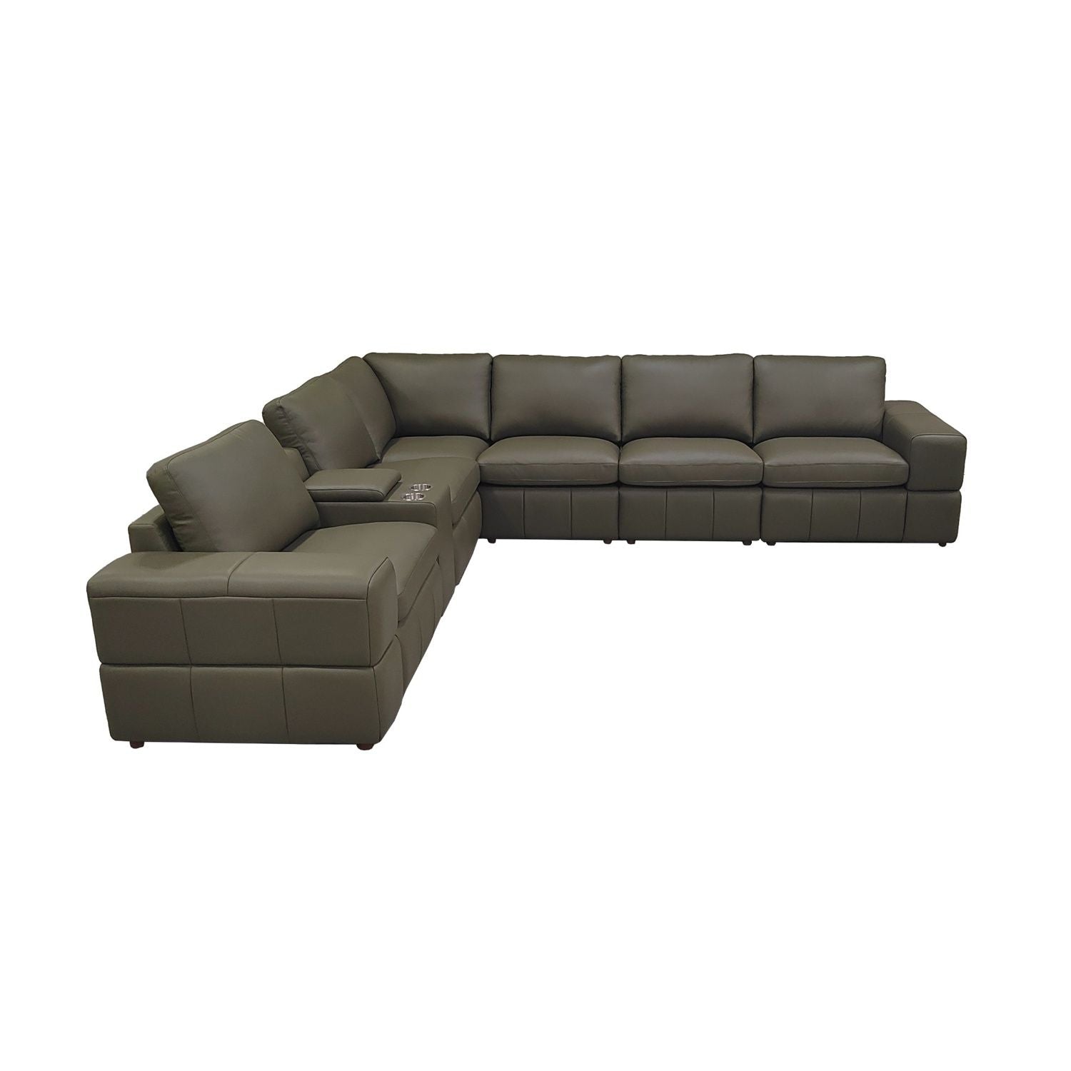 Upholstered Large Arms Sectional With Recliner Seats