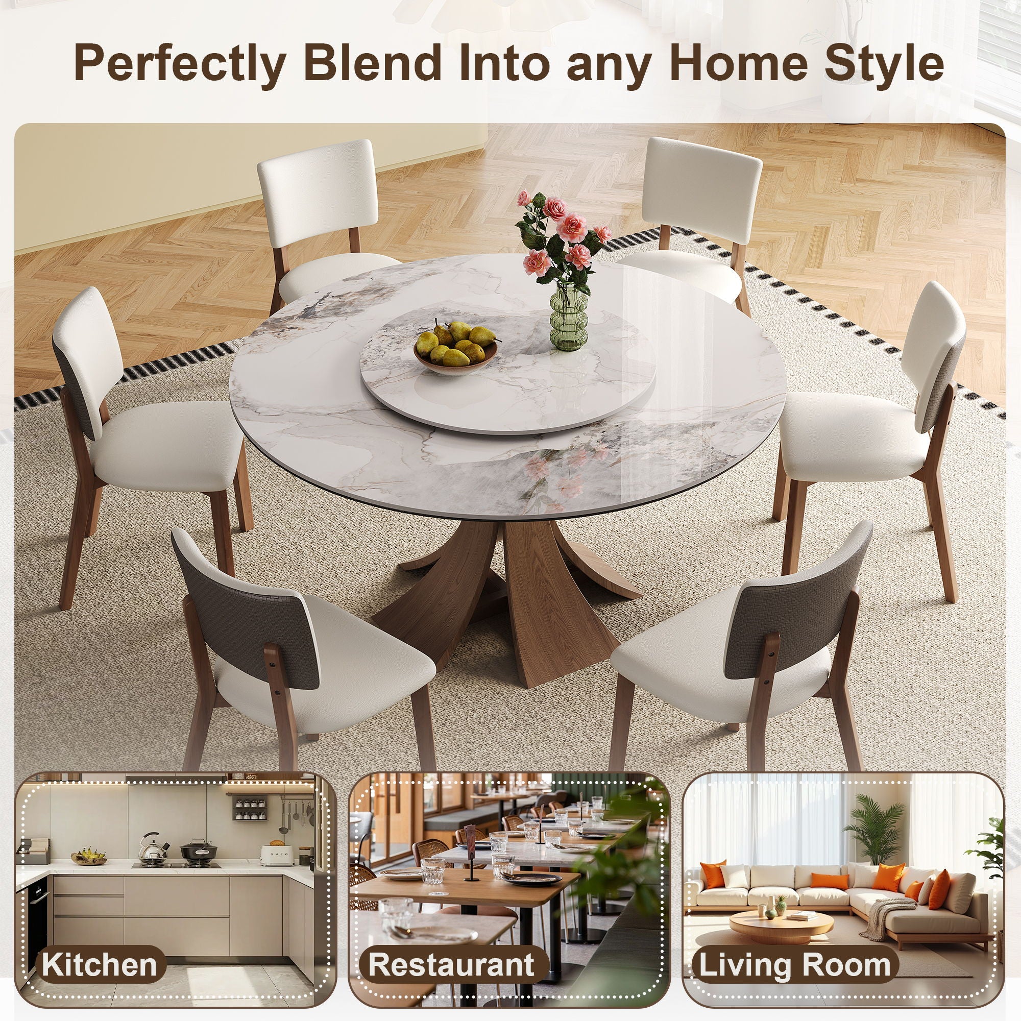 Dining Table Set With Wooden Base