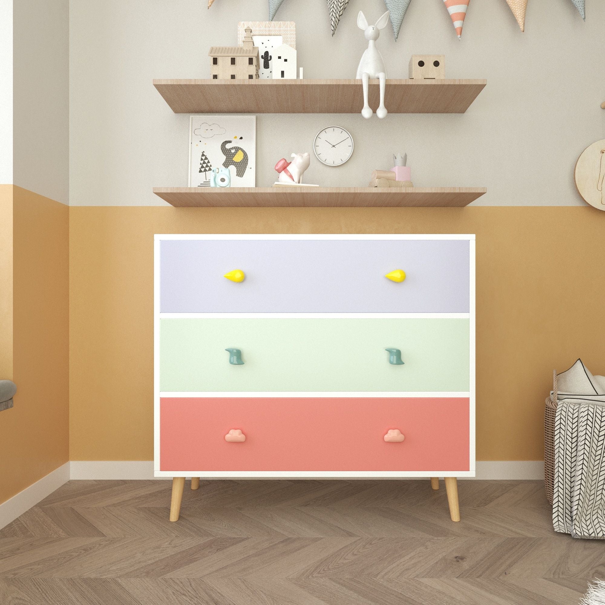 3 Drawer Dresser, Storage Cabinet With Anti Tip Safety