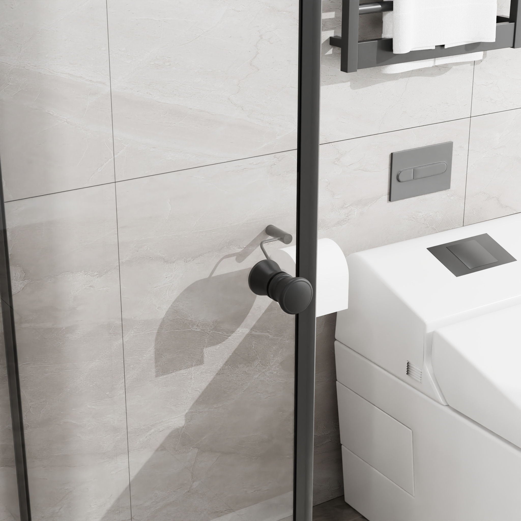 Goodyo - Frameless Corner Shower Door - Matte Black