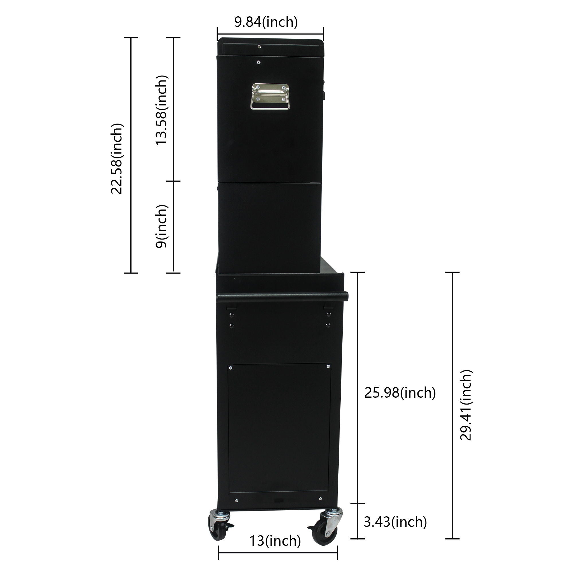 6 Drawer Lockable Tool Cabinet On Wheels, Steel Rolling Tool Chest With Detachable Toolbox