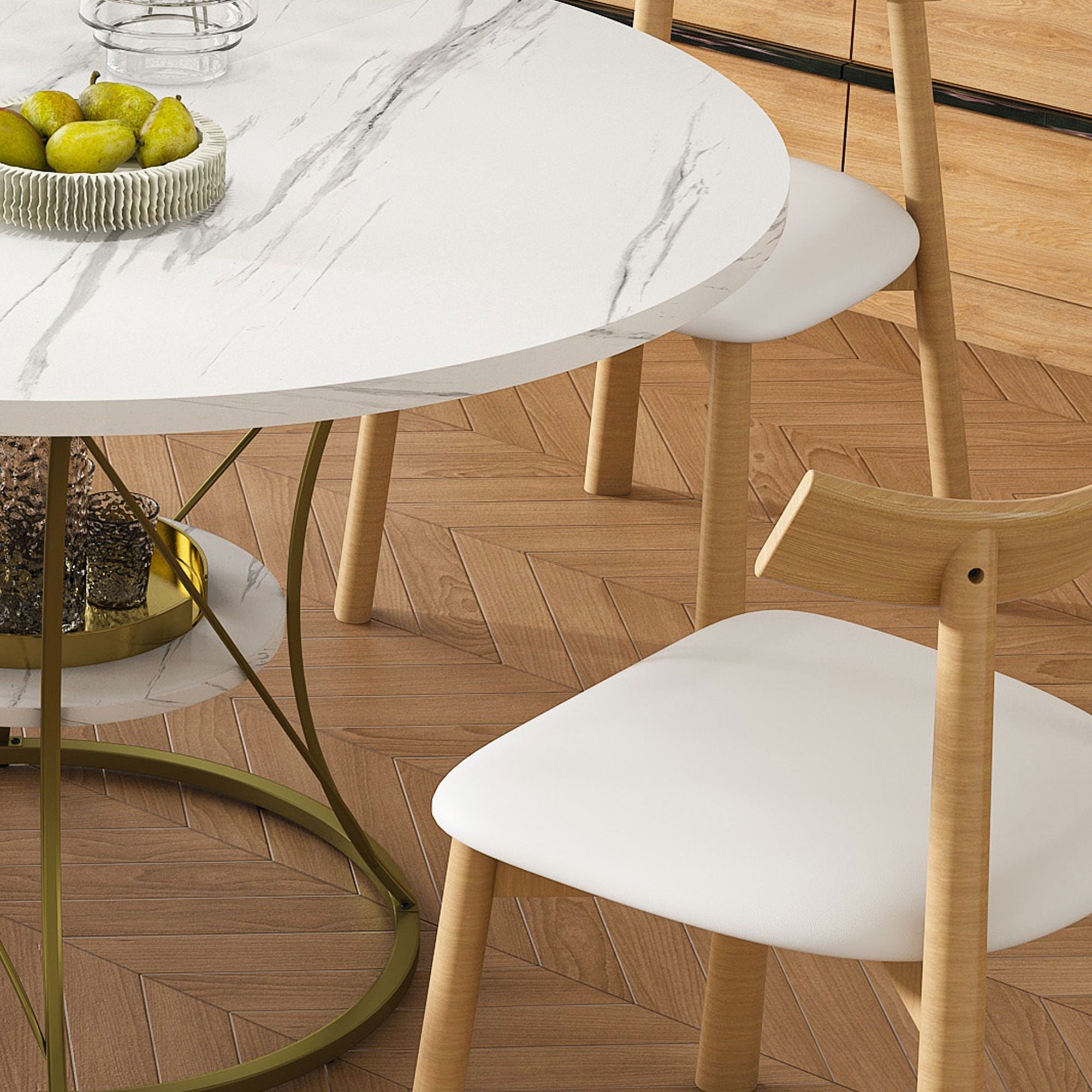 Round Extendable Dining Table Set With Chairs