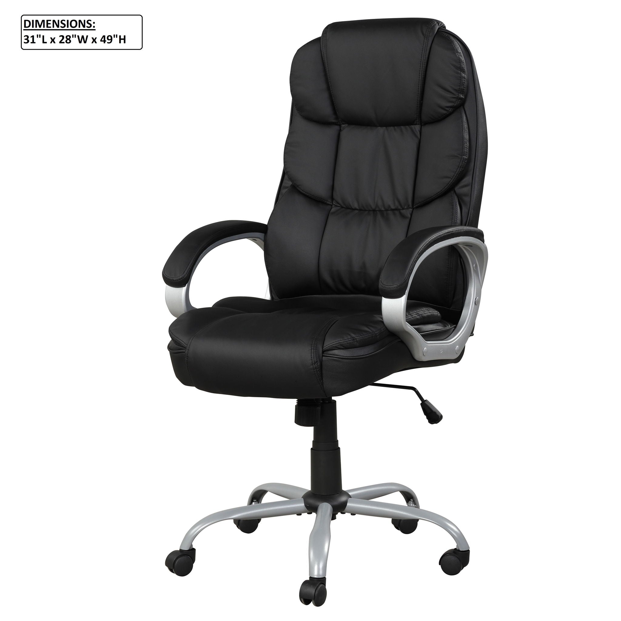 Upholstered Office Chair, Adjustable Height Swivel Chair - Black