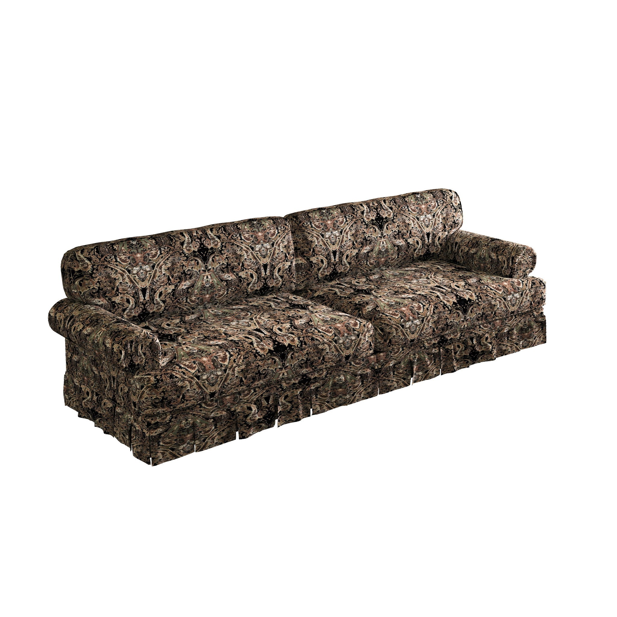 Luxuriously Comfortable Cloud Couch With Elegant Rolled Arms & Pleated Skirt Design