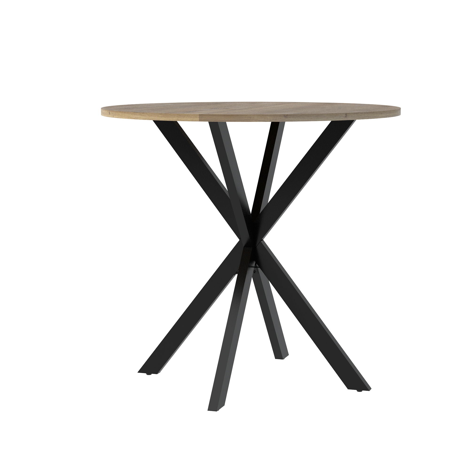 Round Dining Table For 2 - 4 People, Compact Kitchen Or Dining Room - Rustic Brown