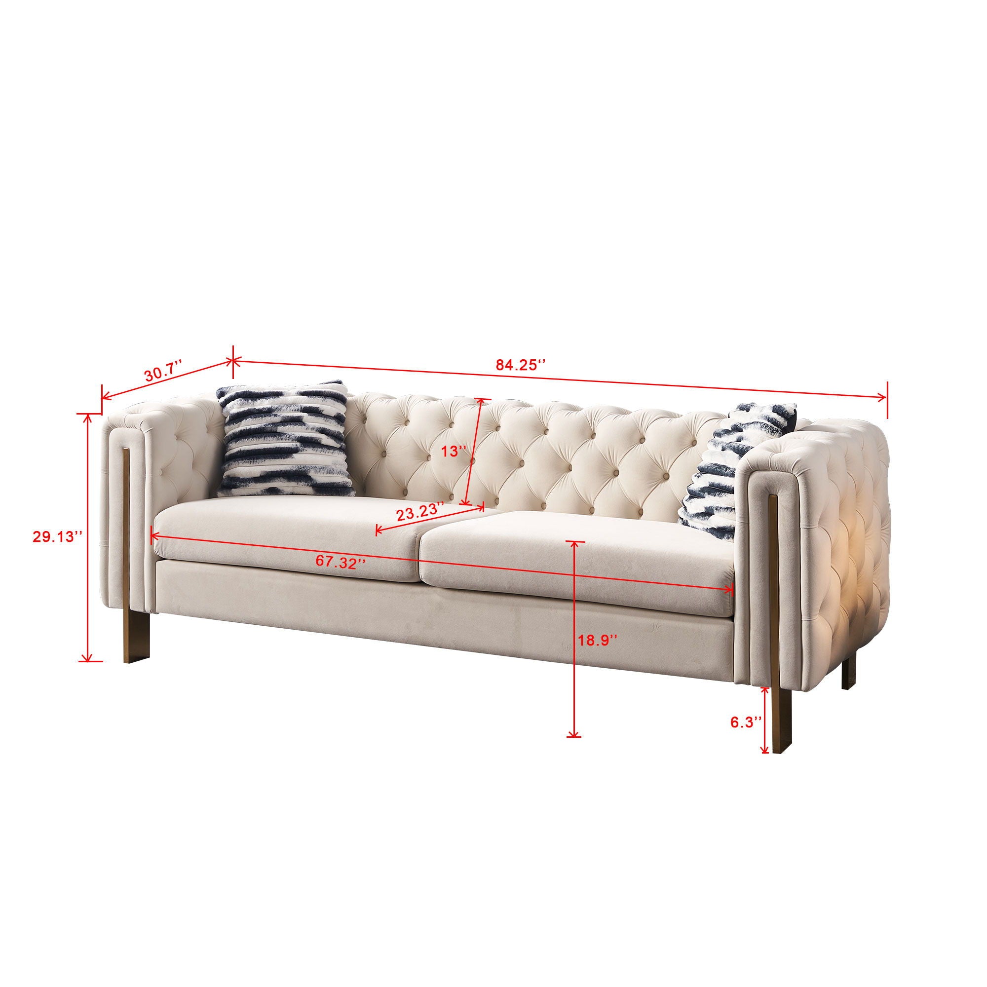 Chesterfield - Modern Tufted Living Room Sofa, 84.25''W Couch