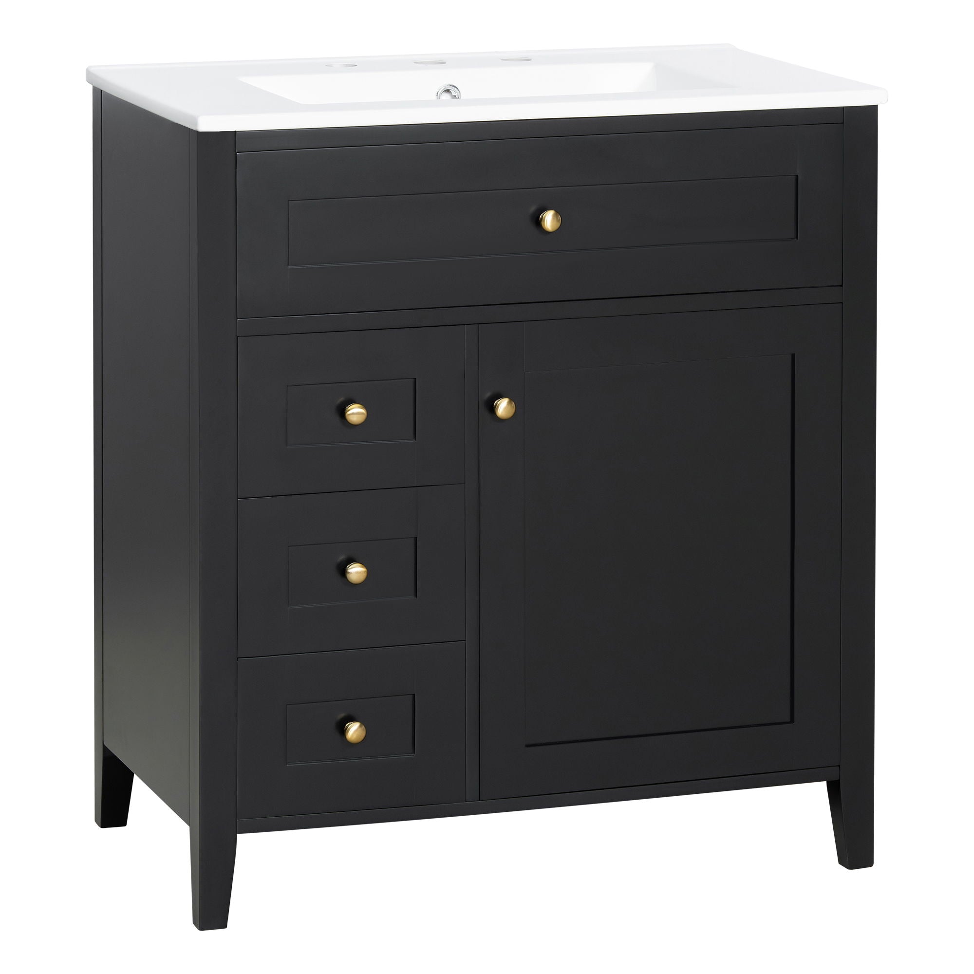 Modern Bathroom Vanity With Sink, 3 Drawers And Adjustable Shelf