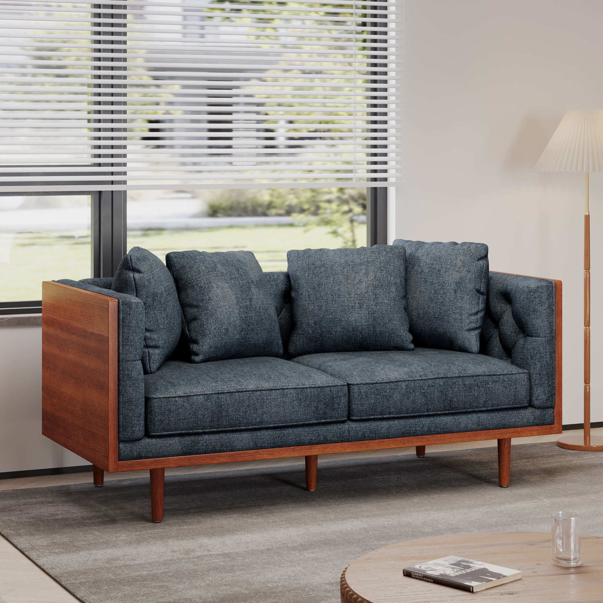 Retro Modern Loveseat With Button Tufted Upholstery