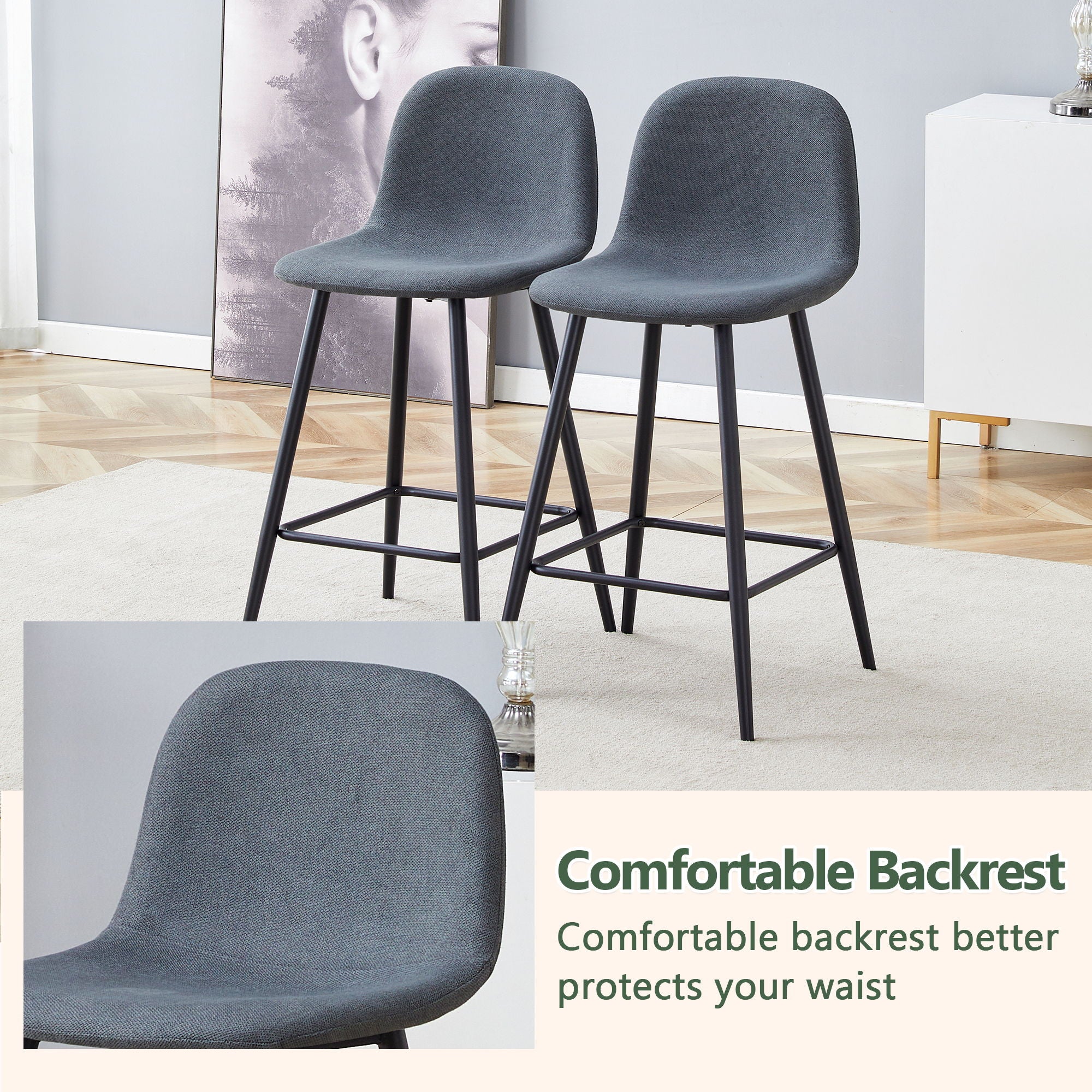 Modern Bar Chair Rounded Backrest (Set of 2)