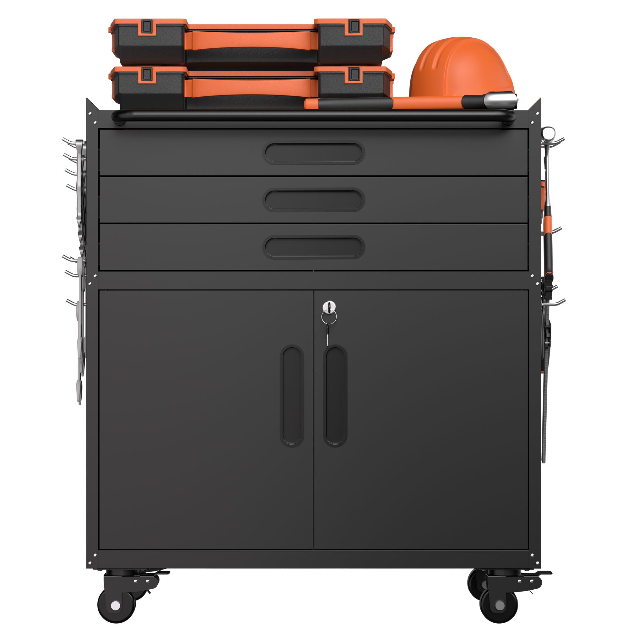 Rolling Tool Cabinet Heavy Duty Garage Storage With Lockable Doors